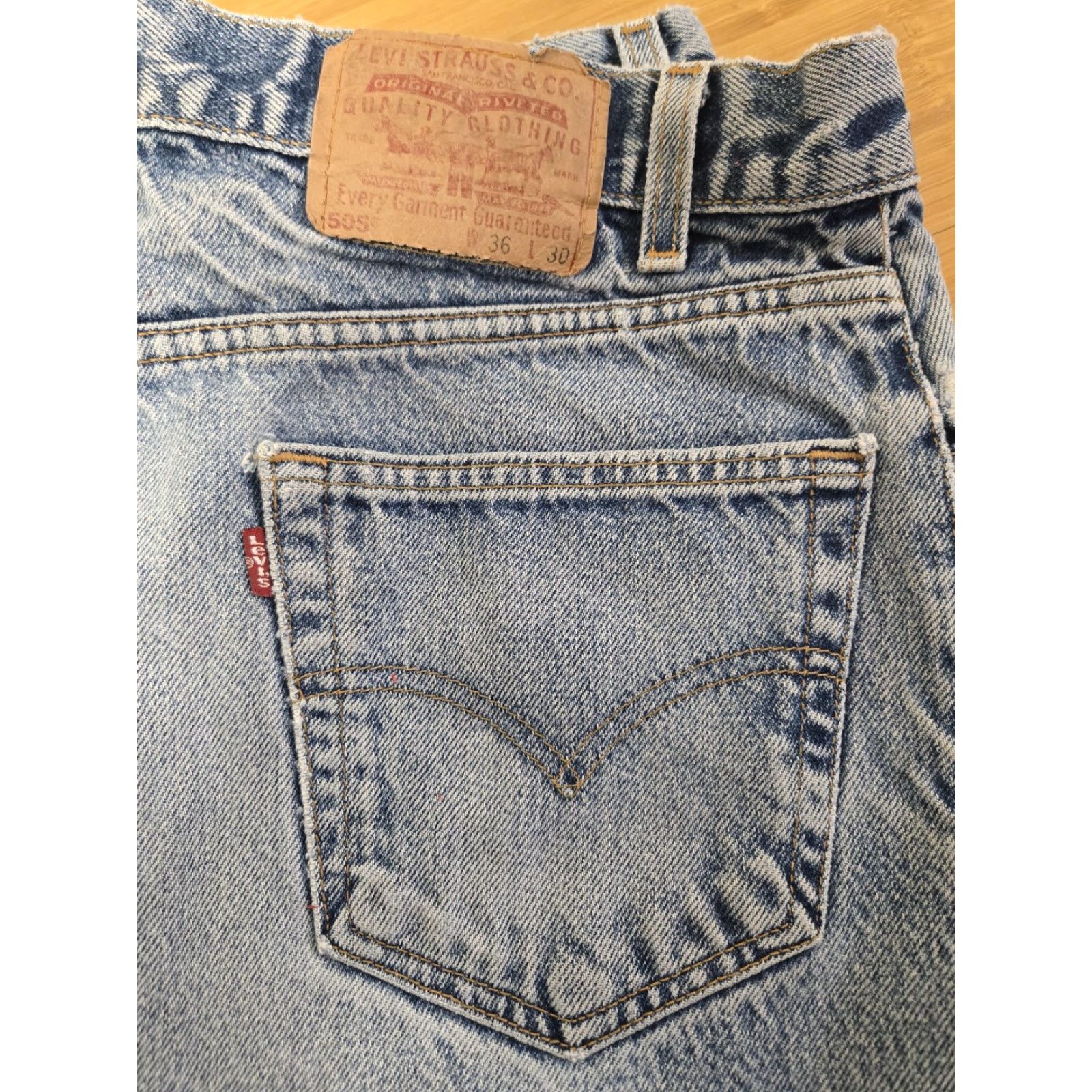 Levi's VINTAGE Levi's 505 Jeans Mens Regular Fit Straight Leg Light Wash 36x30 Made USA Denim Distressed 505-0217 Mens Size US 36 / EU 52 - 2 Thumbnail