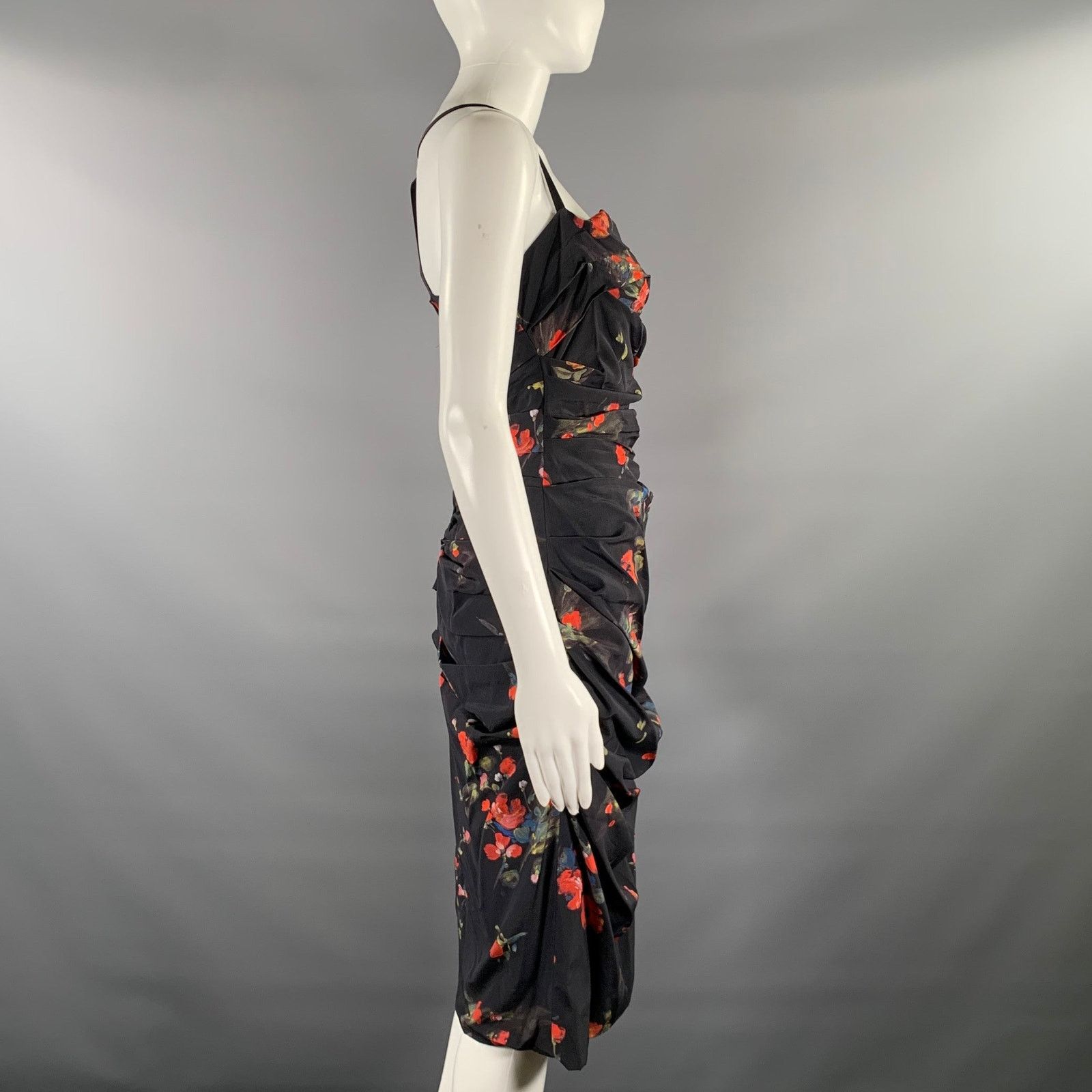 Dolce & Gabbana Size S Black Silk Blend Floral Knee-Length Dress Size S / US 4 / IT 40 - 3 Thumbnail