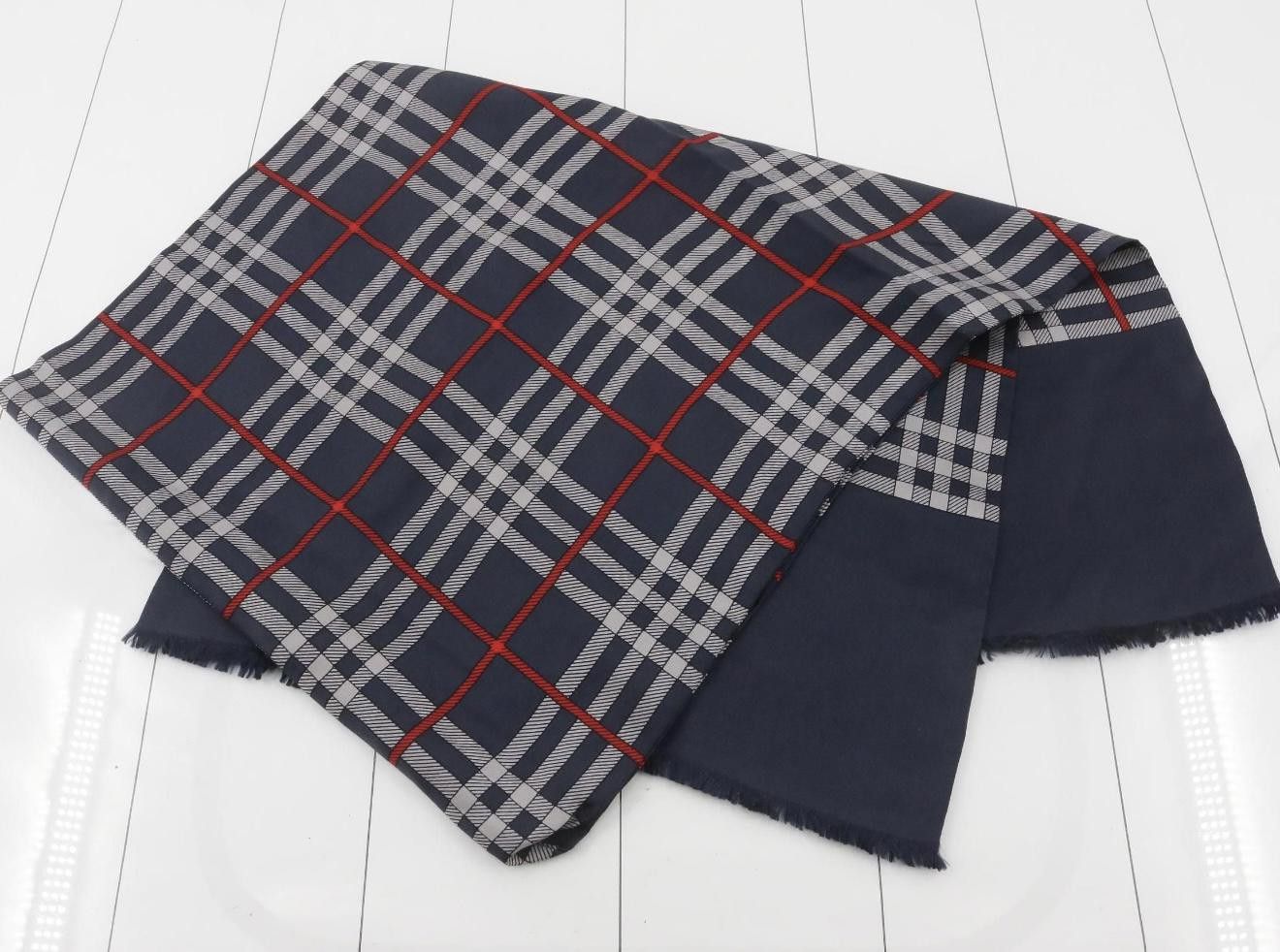Burberry Burberry Navy Nova Check 100% Silk Scarf Size ONE SIZE - 3 Thumbnail