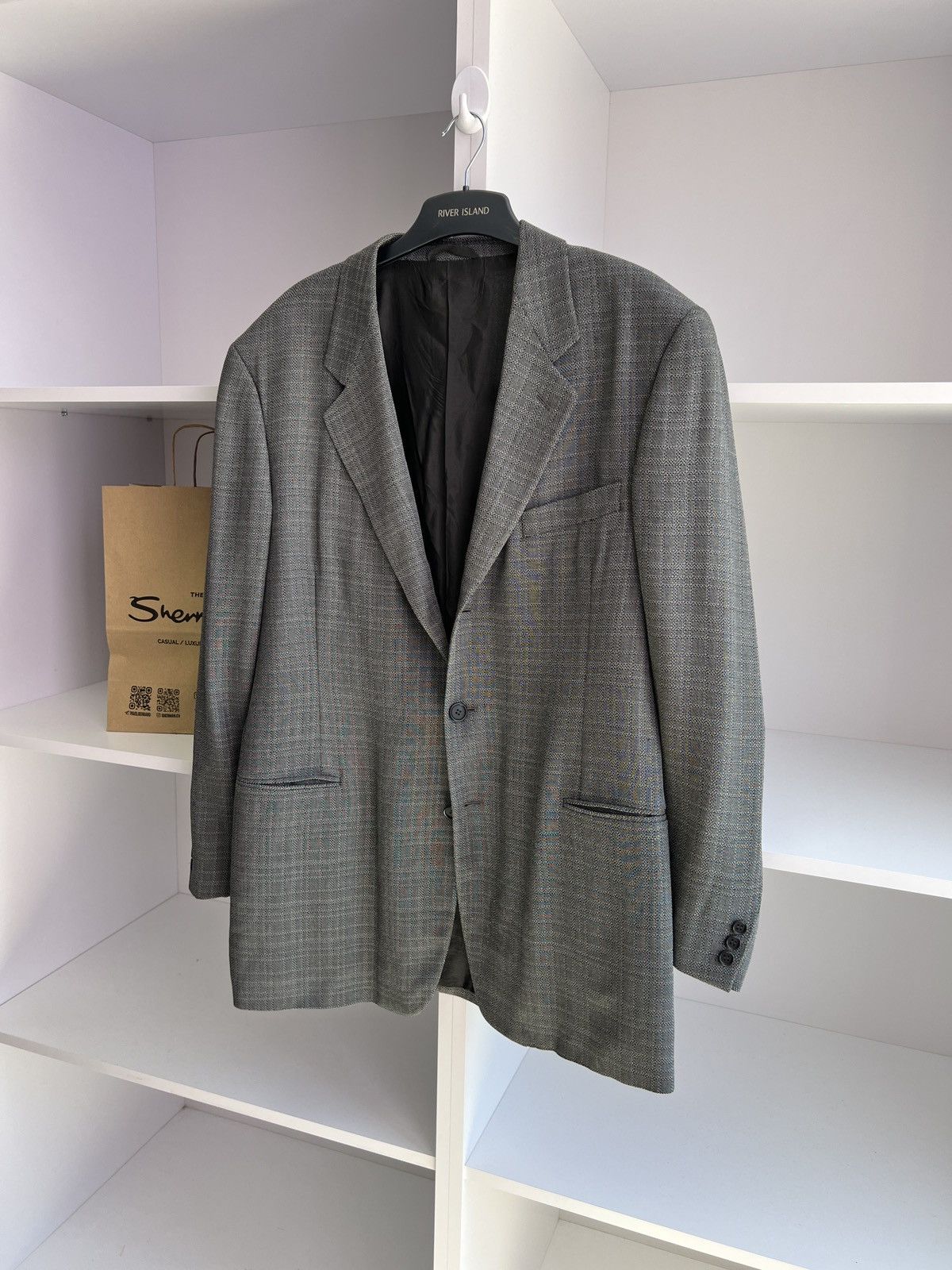 Giorgio Armani × Vintage Vintage Giorgio Armani Gray Blazer Size 52L - 3 Thumbnail