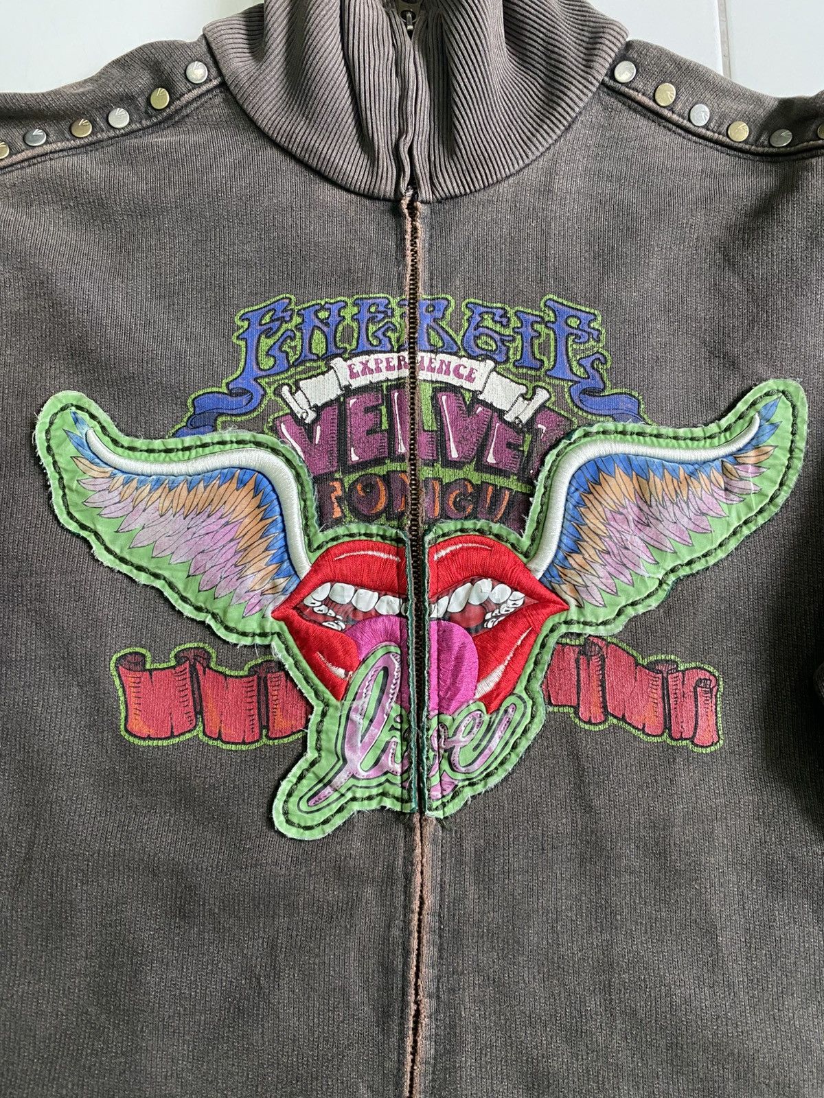 Energie × If Six Was Nine Vintage Energie velvet Track Pullover zip up Sweaters Size US L / EU 52-54 / 3 - 6 Thumbnail