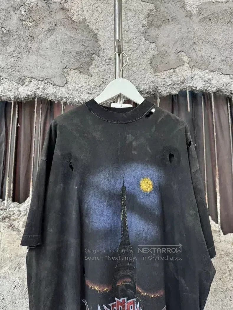 Balenciaga Balenciaga Paris Tower Distressed Tee. Size US XXL / EU 58 / 5 - 3 Thumbnail