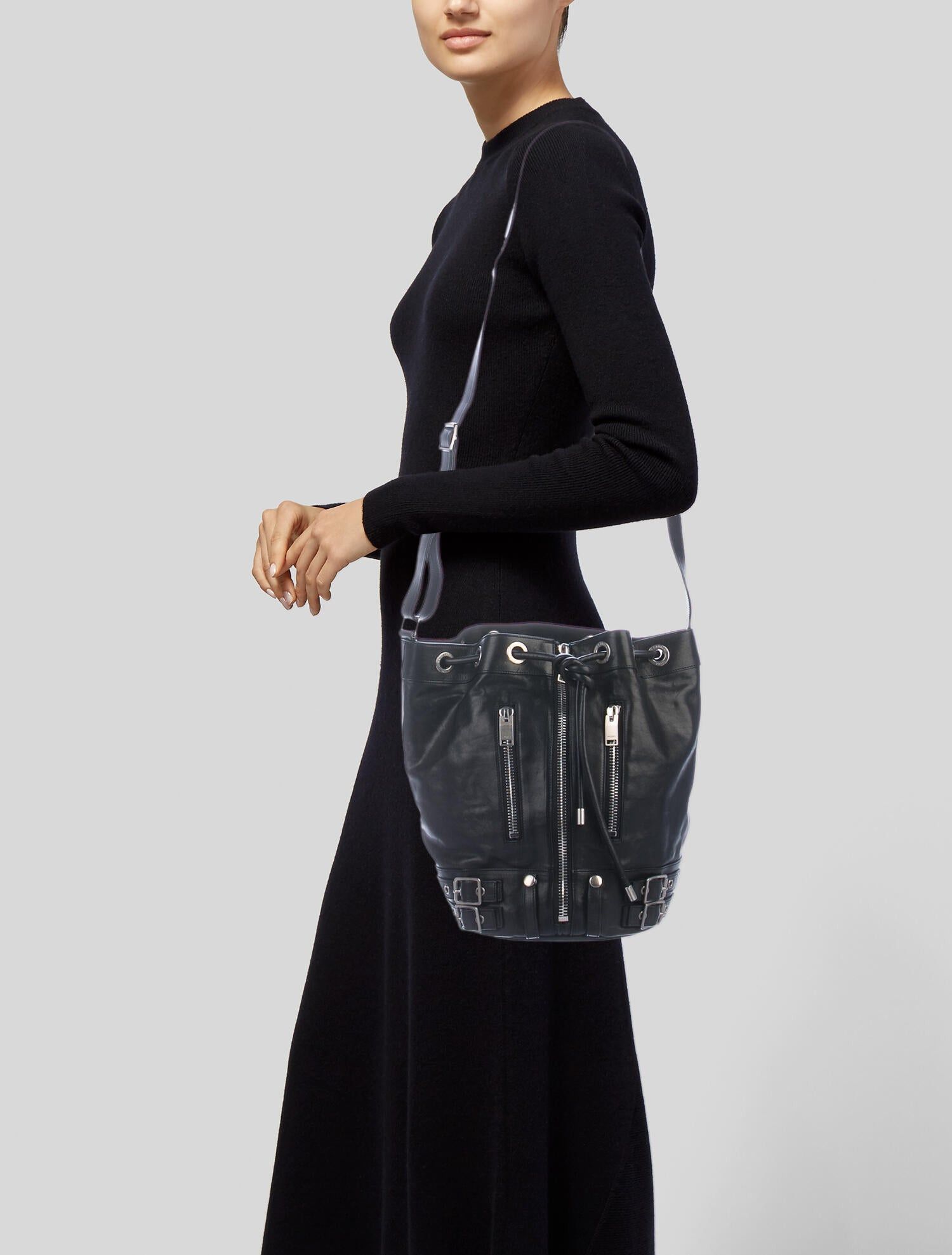 Saint Laurent Paris Saint Laurent Paris Leather Rider Shoulder Bucket Bag Purse Size ONE SIZE - 4 Thumbnail