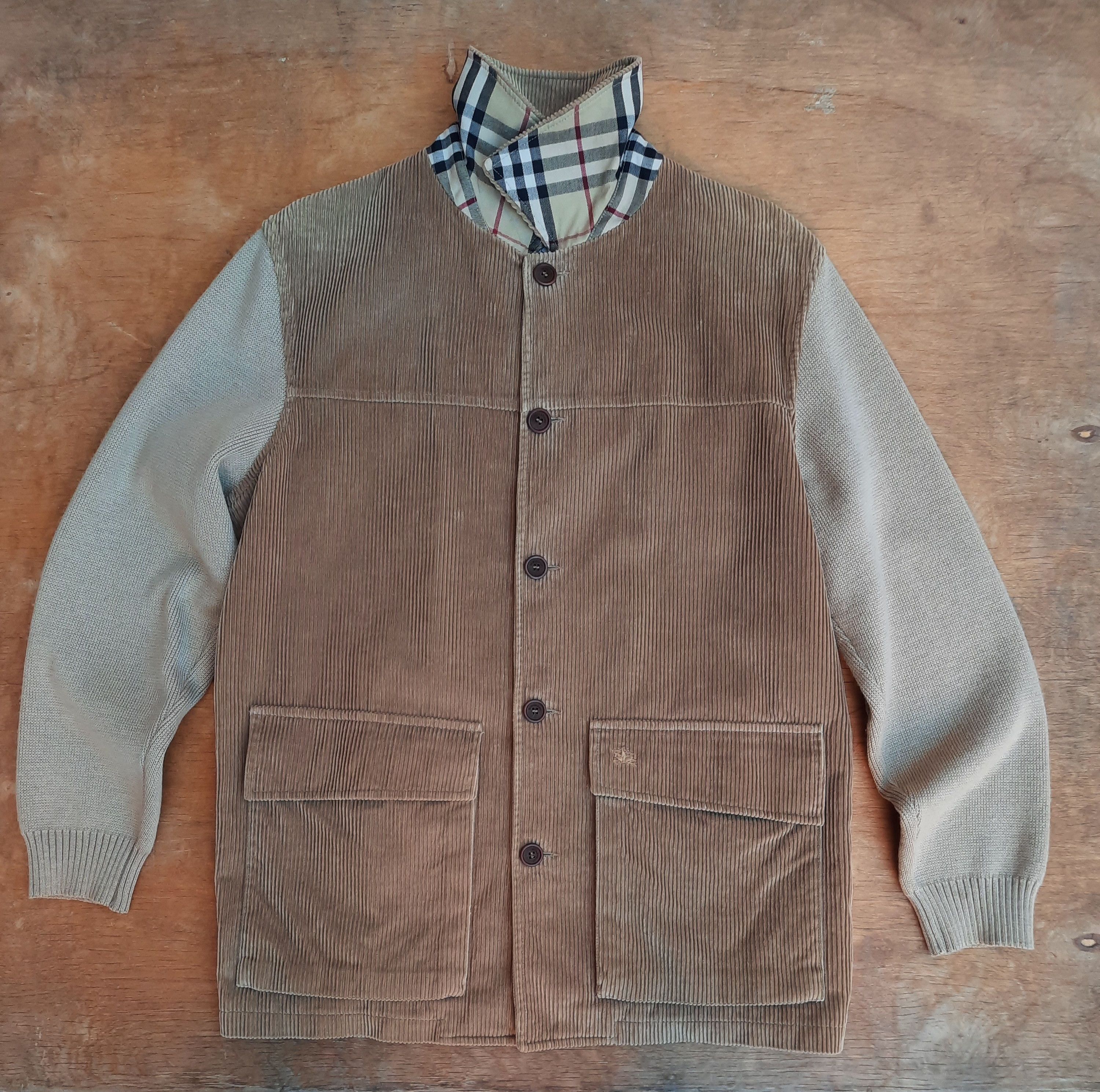 Burberry Vintage Hybrid Corduroy Knit wool Jacket Lining Check Size US L / EU 52-54 / 3 - 2 Thumbnail