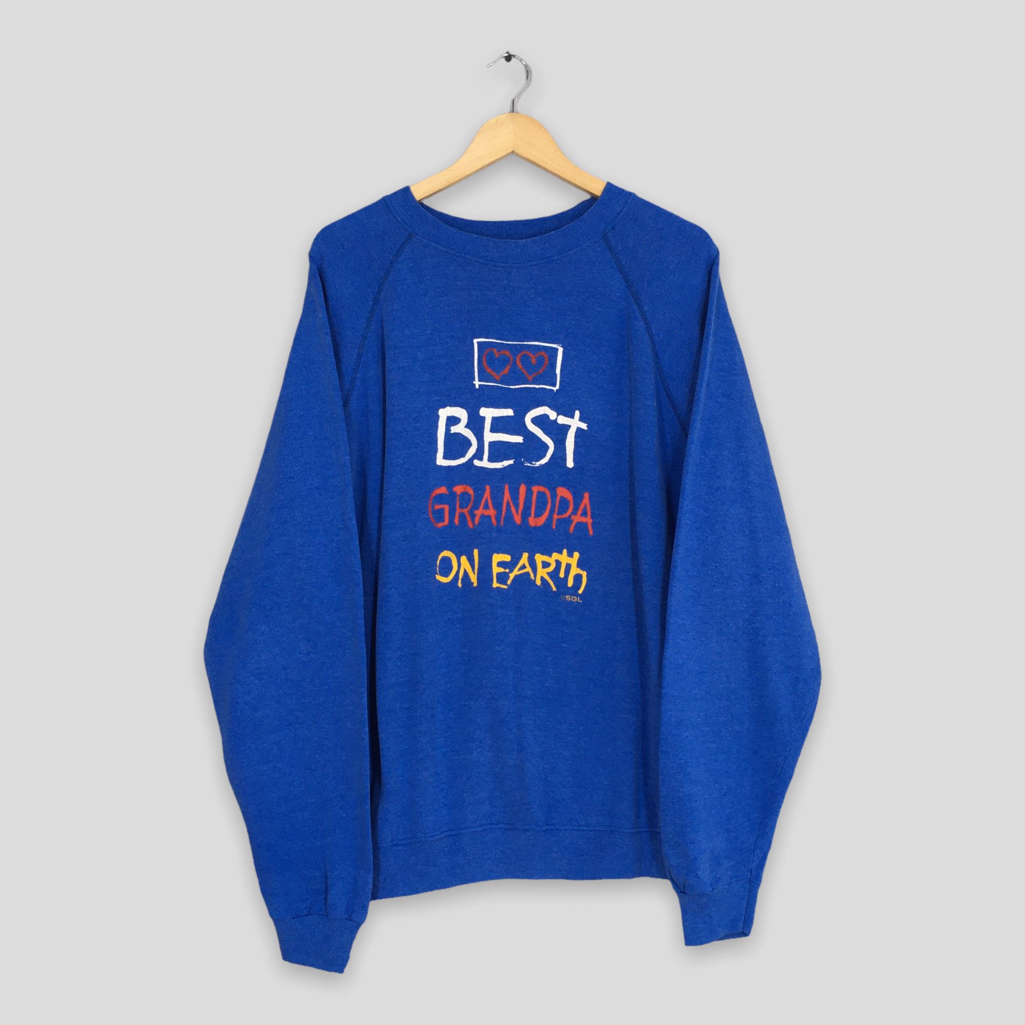 Hanes Vintage 90's Best Grandpa On Earth Blue Sweatshirt XLarge Size US XL / EU 56 / 4 - 1 Thumbnail