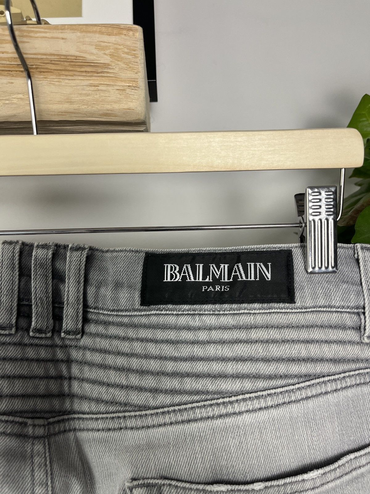 Balmain Balmain Grey Distressed Biker Denim Jeans Size US 32 / EU 48 - 4 Thumbnail