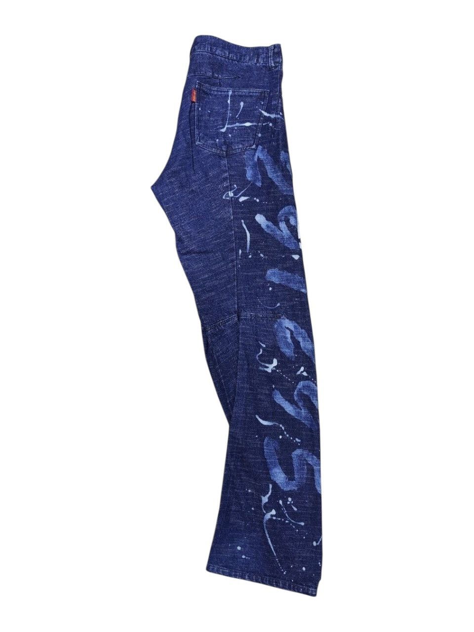 291295=Homme Rare Blue Indigo Engineered Painted Bamboo Cotton Denim Size US 30 / EU 46 - 10 Thumbnail