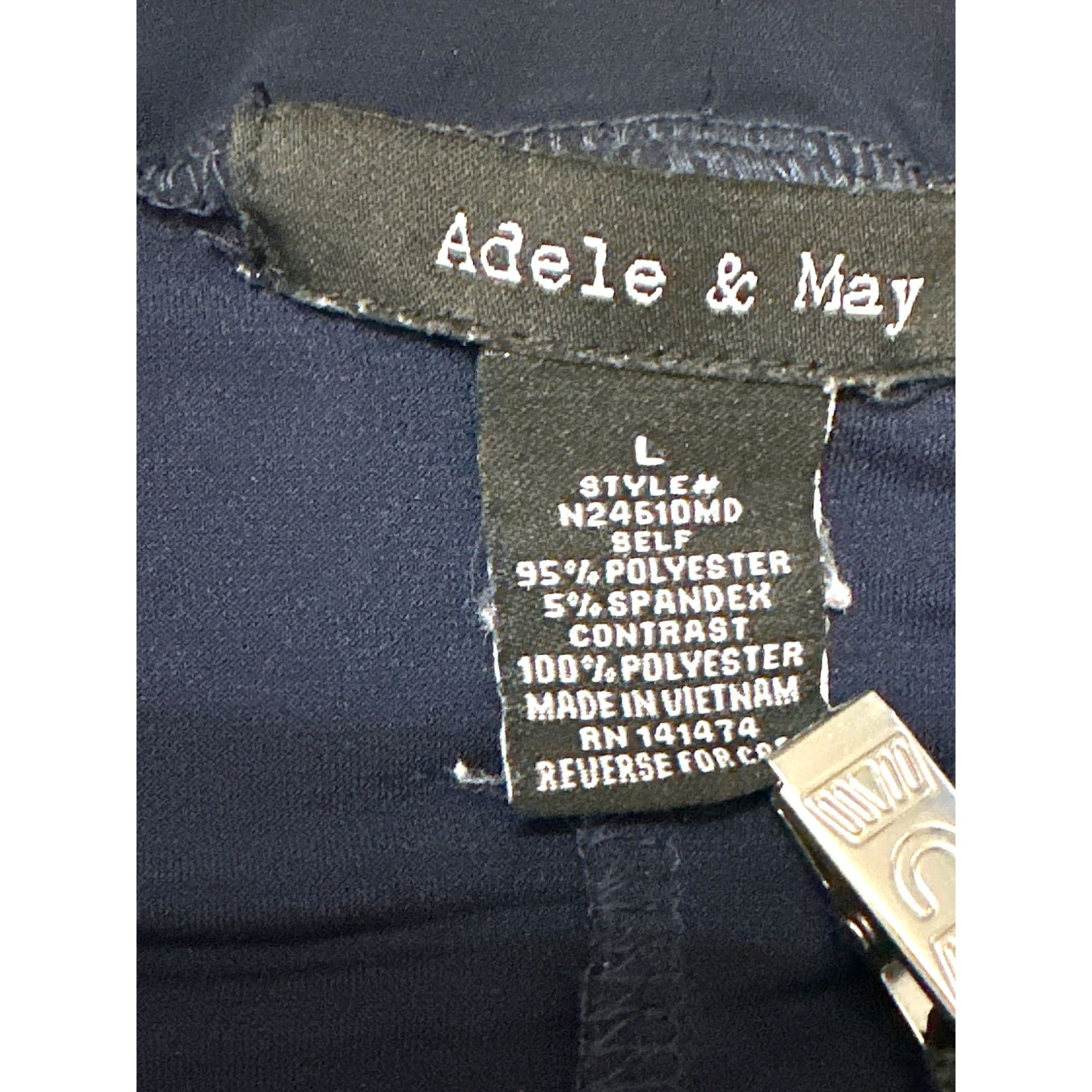 Other Adele May Navy Blouse Large Sheer Sleeve Tie Neck Keyhole Ro Size L / US 10 / IT 46 - 7 Thumbnail