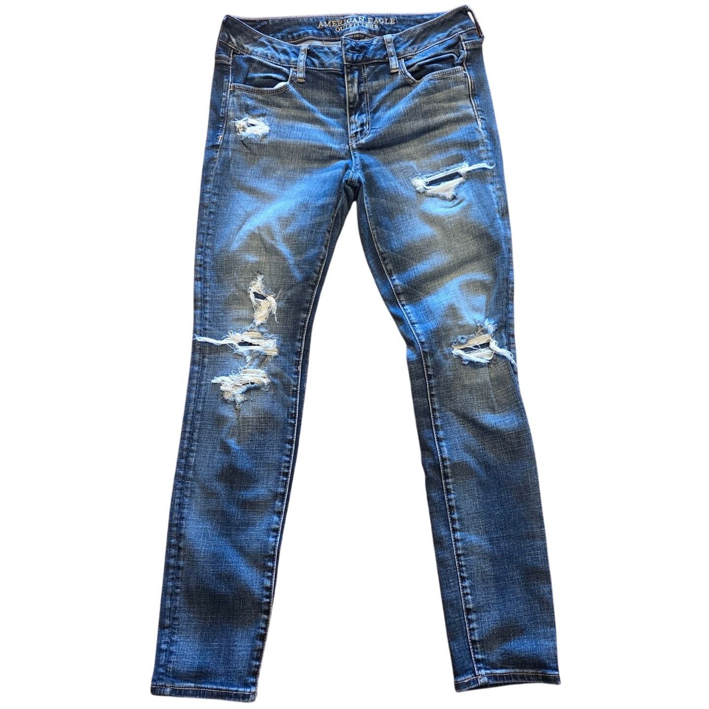 American Eagle Outfitters American Eagle Acid Wash Blue Denim Jeggings - Size 8 Size 30" / US 8 / IT 44 - 1 Thumbnail