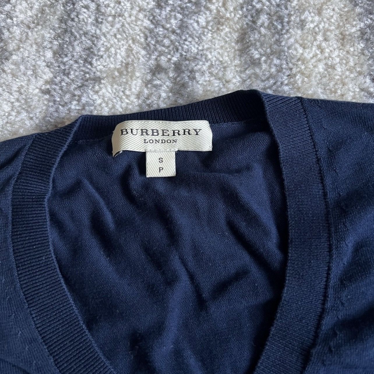 Burberry Burberry Men’s Navy Blue V-Neck Sweater (Size S) Size US S / EU 44-46 / 1 - 2 Thumbnail
