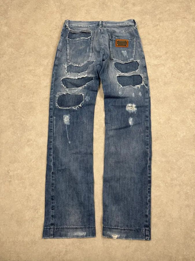 Dolce & Gabbana 2000s Dolce & Gabbana Blue Destroyed Denim Jeans Size US 30 / EU 46 - 11 Thumbnail