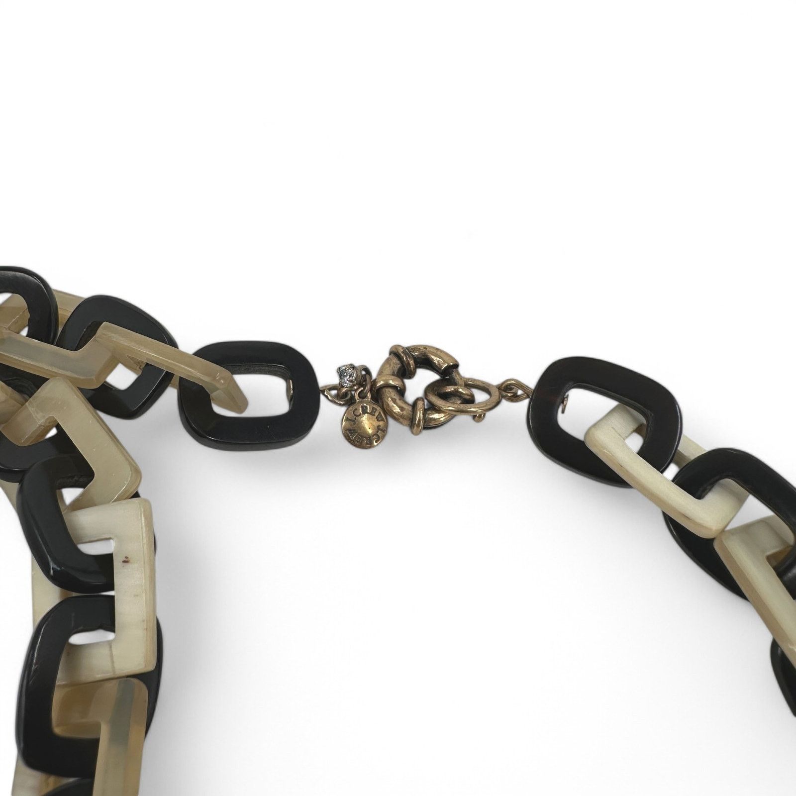 J.Crew J Crew Acrylic Link Long Necklace Black and Beige Statement Size ONE SIZE - 4 Thumbnail