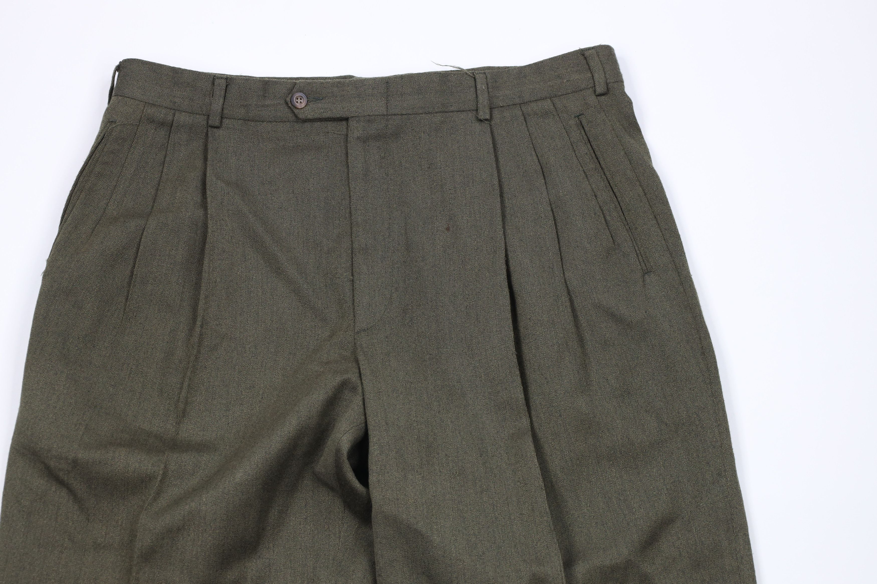 Vintage Vintage 90s Streetwear Pleated Wide Leg Trousers Pants Green Size US 38 / EU 54 - 2 Thumbnail