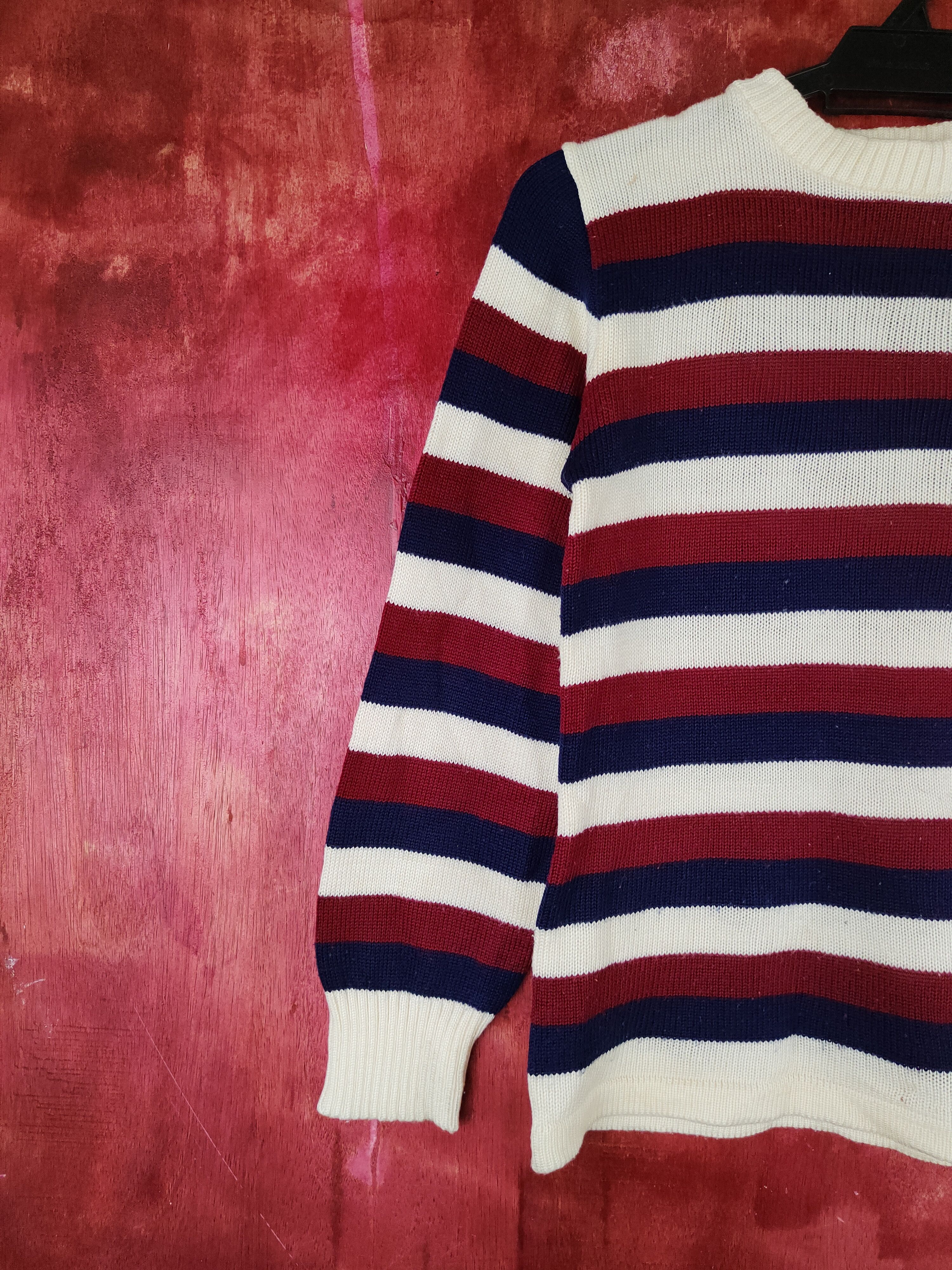Japanese Brand Japanese Brand Cream Red Stripe Knitwear Sweatshirt #S1505 Size S / US 4 / IT 40 - 4 Thumbnail