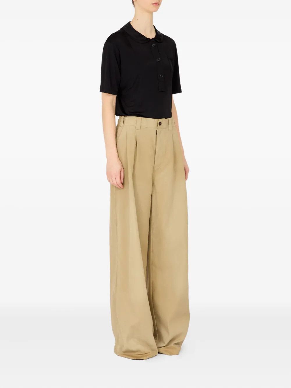 Maison Margiela o1w1db10526 Wide-leg Tailored Pant in Beige Size 26" / US 2 / IT 38 - 3 Thumbnail