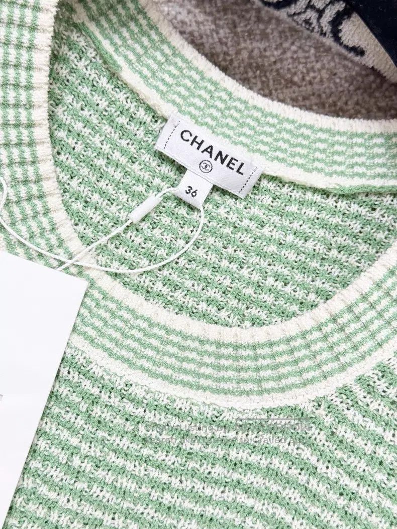 Chanel Chanel Beige thin striped knitted short sleeves Size XS / US 0-2 / IT 36-38 - 5 Thumbnail