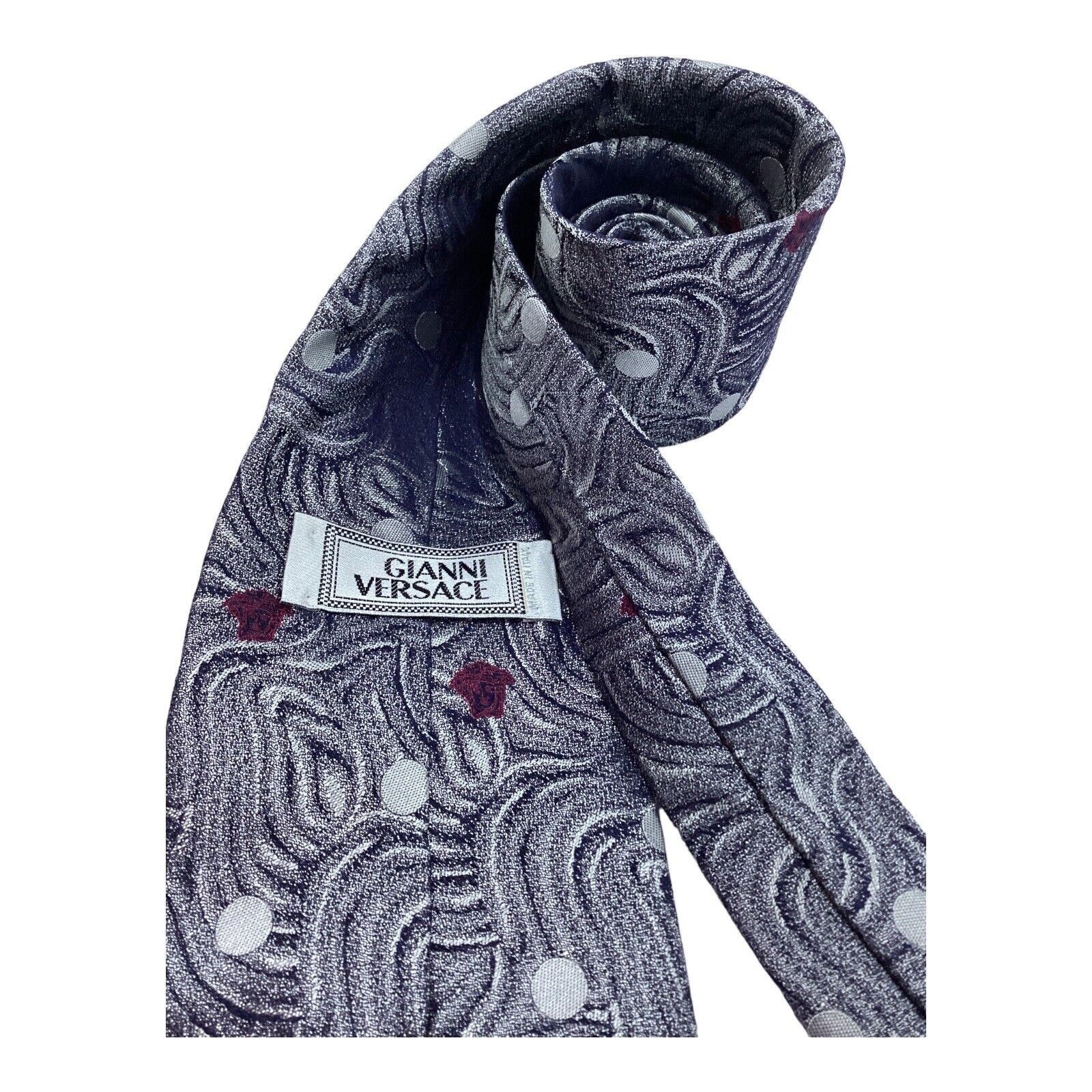 Versace GIANNI VERSACE Gray Abstract Art Print Monogrammed Luxury Si Size ONE SIZE - 3 Thumbnail
