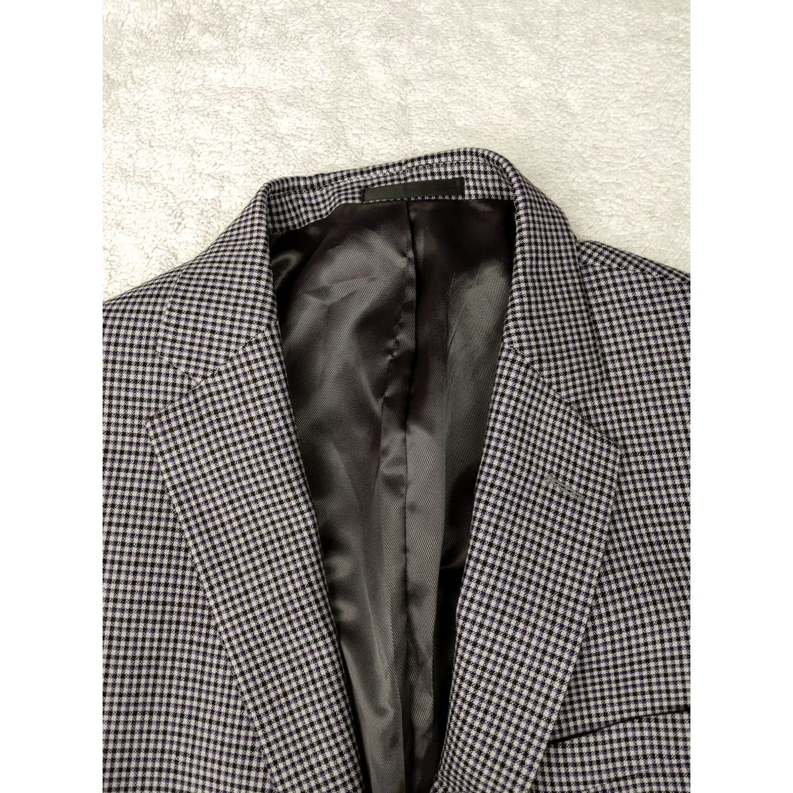 Vintage Kennith Cole 46R Black White Shepards Check 100% Wool Blazer Jacket 2 Button Size 46R - 4 Thumbnail
