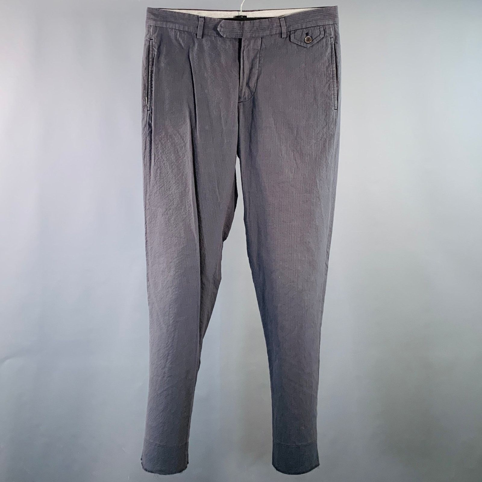 Michael Bastian MICHAEL BASTIAN Grey Seersucker Cotton Tapered Casual Pants Size US 32 / EU 48 - 1 Thumbnail