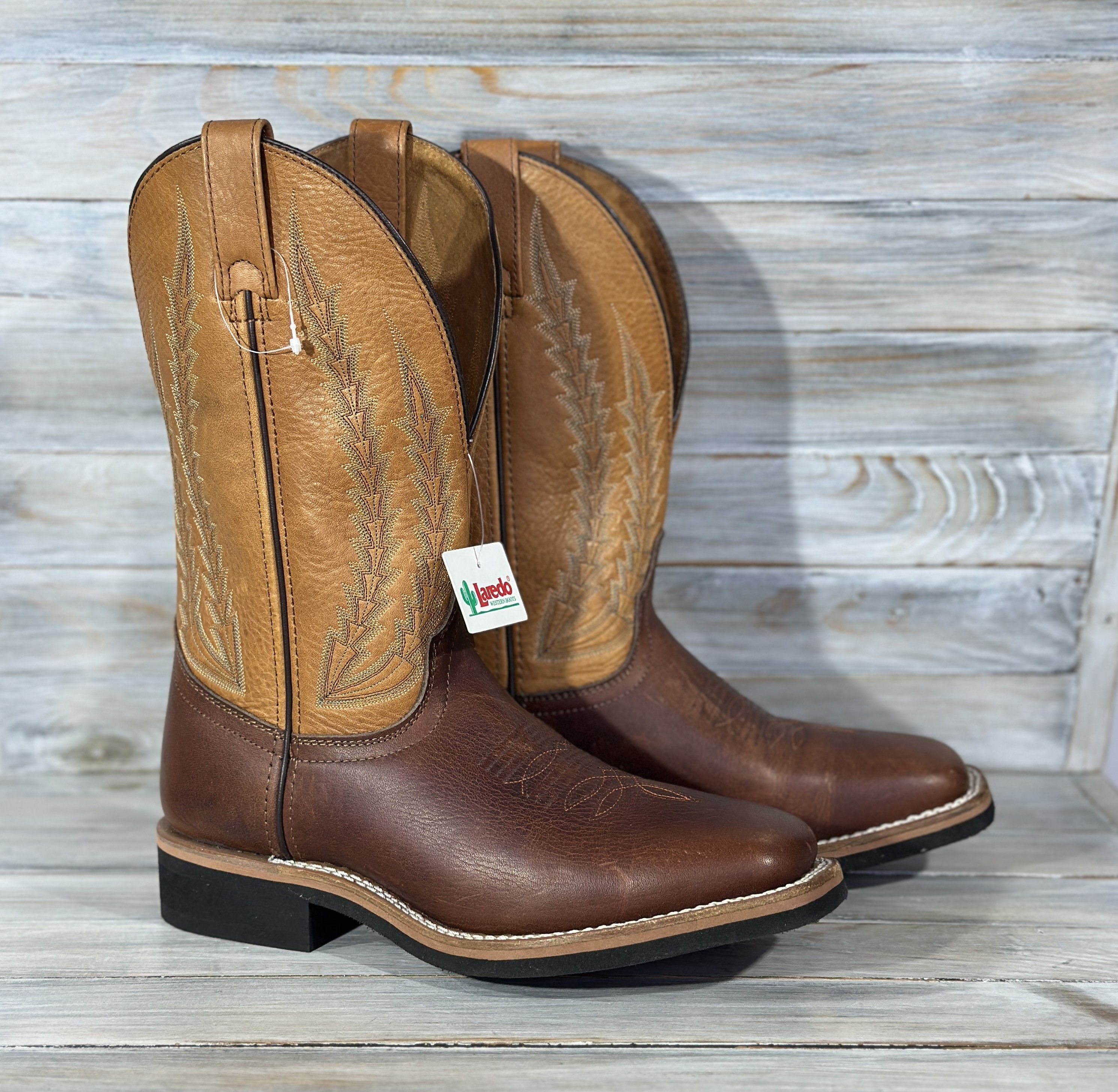 Cowboy Equipment LAREDO Cowboy Western Leather Boots Brown Square Toe Shoes Size US 7.5 / EU 40-41 - 1 Thumbnail