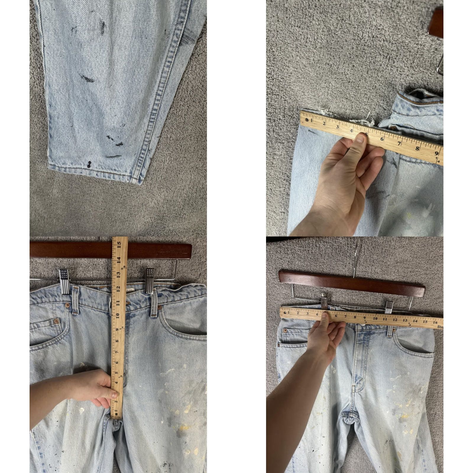 Levi's VINTAGE Levi's 560 Jeans Mens 33x34 Light Wash Blue Paint Loose Tapered USA 90s Size US 33 - 9 Thumbnail