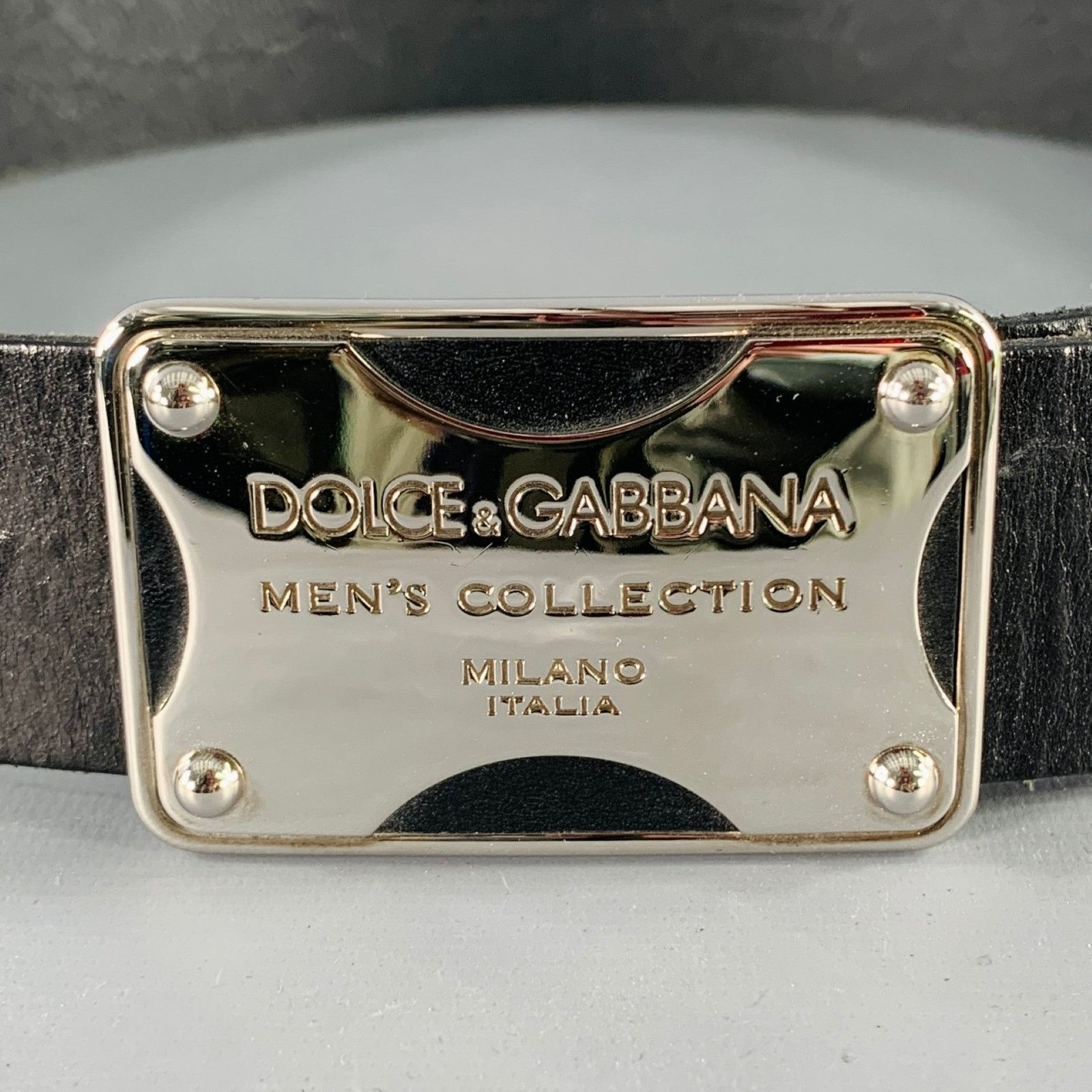 Dolce & Gabbana DOLCE & GABBANA Size 34 Black Silver Leather Belt Size 34 - 2 Thumbnail