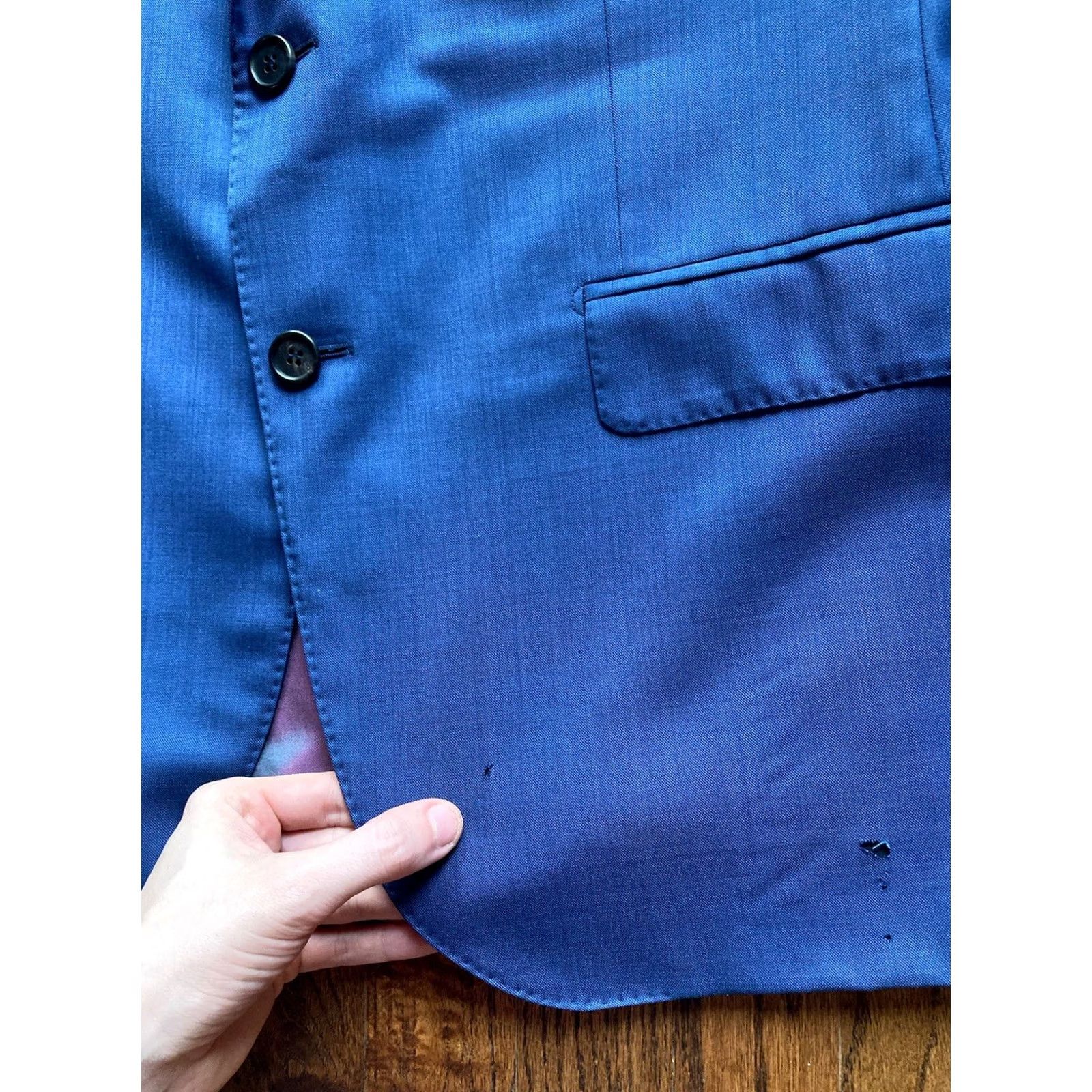 Sid Mashburn Sid Mashburn Wool Blazer Mens 42R Blue Jacket Coat Made In Italy Flaws Chest 42 Wool Sport Coat Blazer Mens Size 42R - 4 Thumbnail