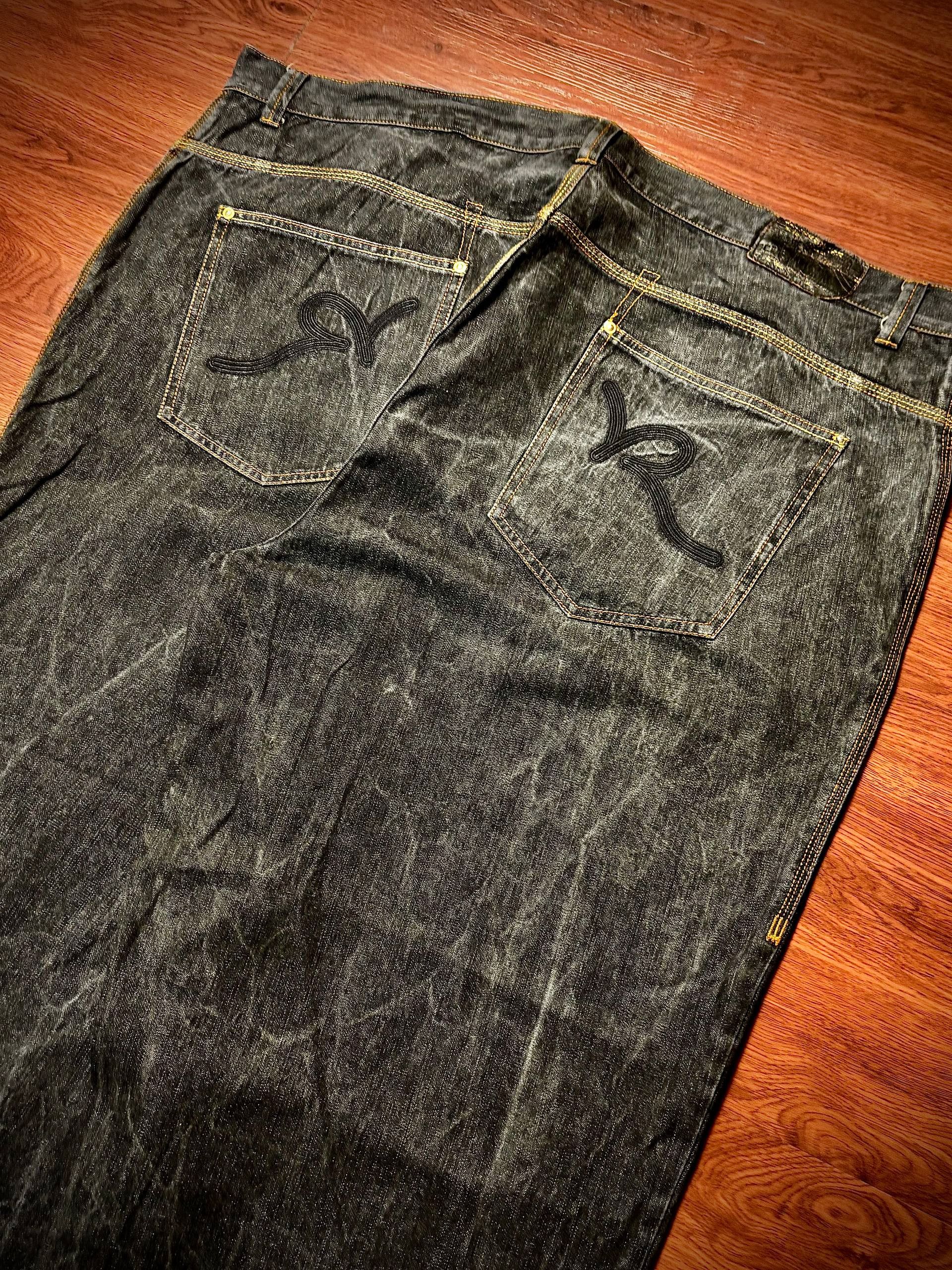Rocawear Vintage 00s Roca wear Big R Black Wash Denim Pants Size US 44 / EU 60 - 2 Thumbnail