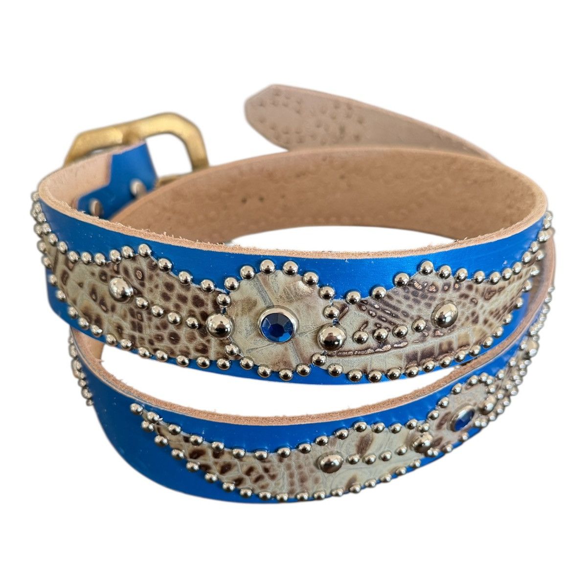Vintage Blue wing vintage leather studded belt Size 44 - 1 Thumbnail