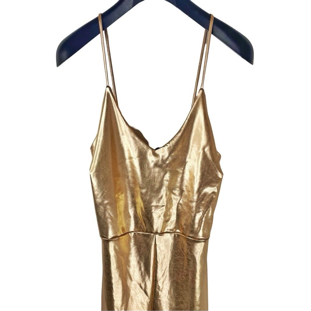Other DEXIRE Women's Metallic Rose Gold Jumpsuit Stretchy Fabric L Size 34" / US 12 / IT 48 - 2 Thumbnail