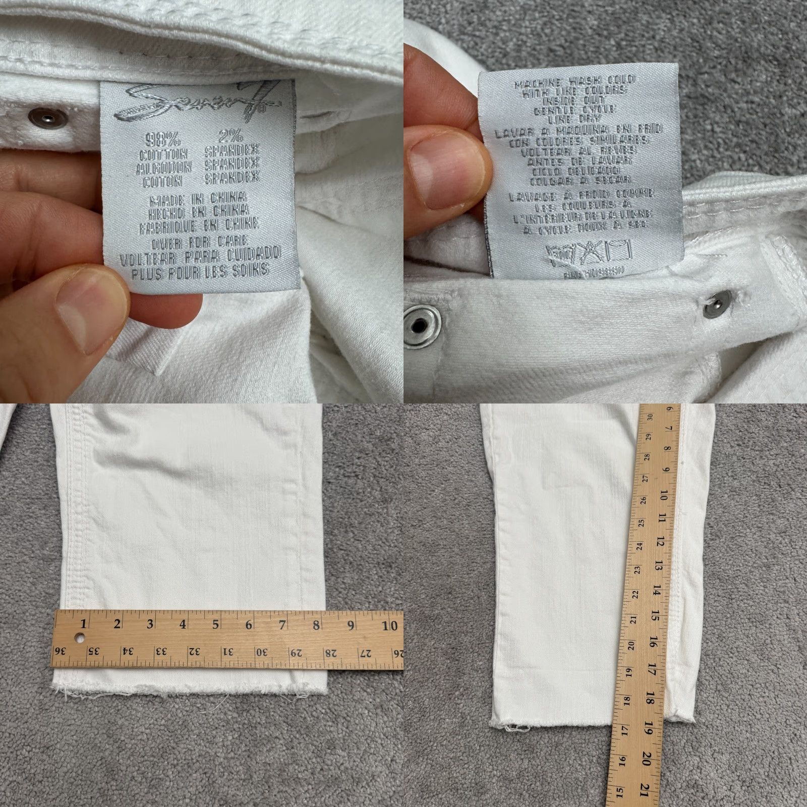 Vintage Seven7 Capri Denim Jeans Womens 12 White Straight Raw Hem Stretch Casual 36x19 Size 34" / US 12 / IT 48 - 8 Thumbnail