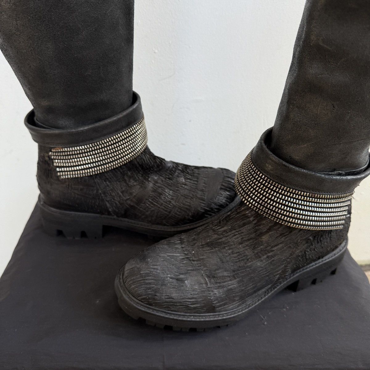 If Six Was Nine Papucei Black Leather Knee High Boots Avant Garde Platform Size US 5 / IT 35 - 7 Thumbnail