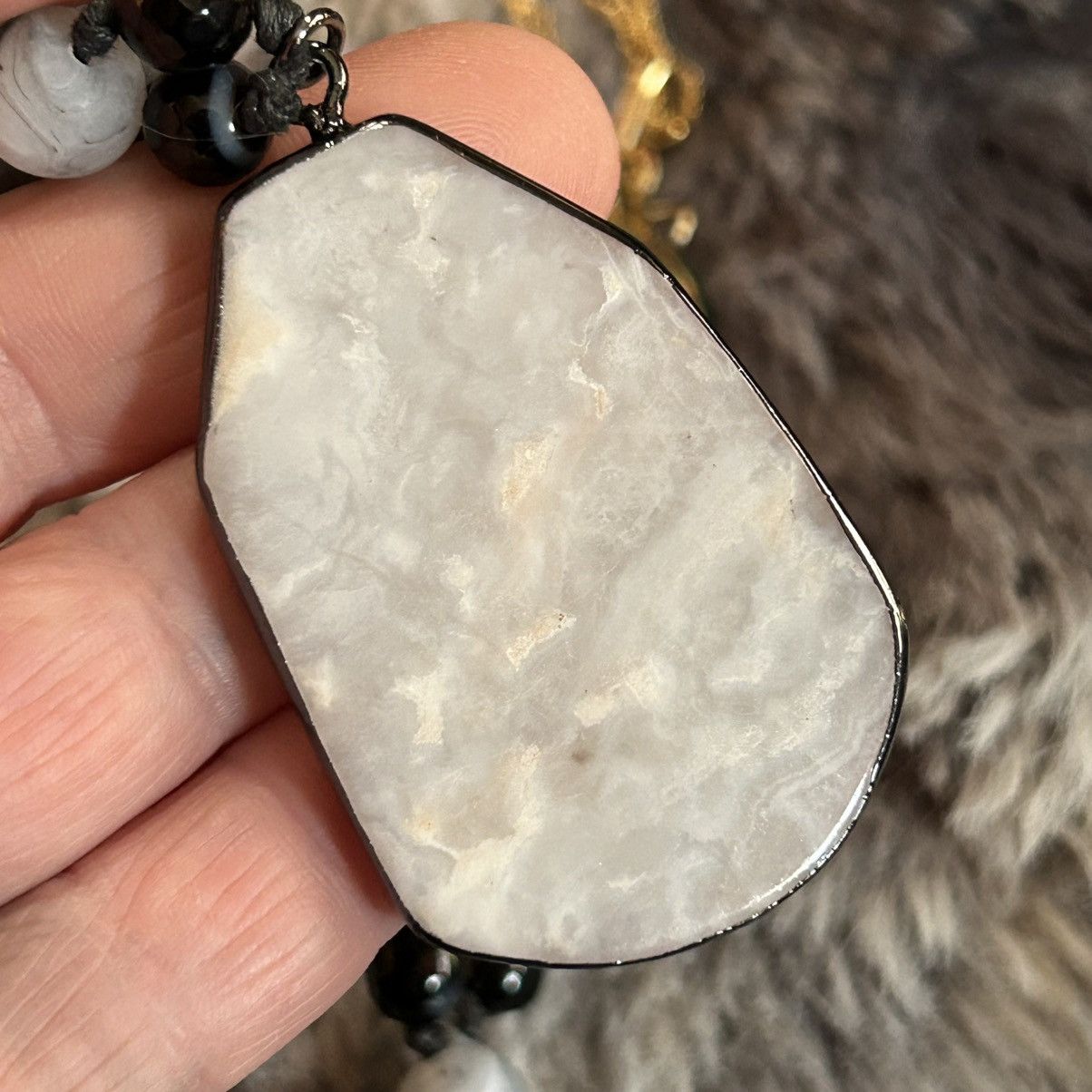 Handmade Hand crafted genuine stone agate black onyx necklace Size ONE SIZE - 8 Thumbnail