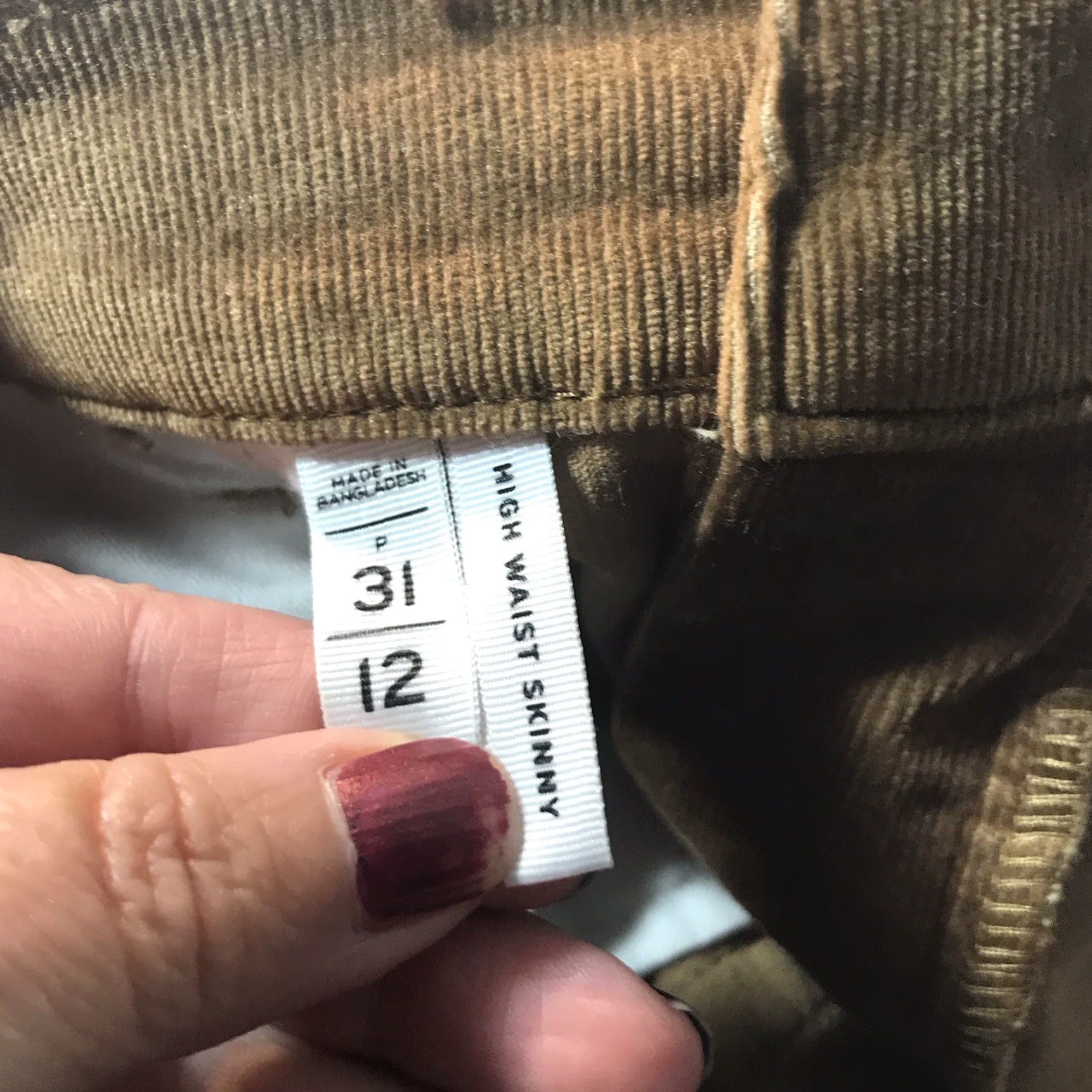 Loft Loft Brown High Waist Skinny Corduroy Pants Womens Size 31/12 90s Casual Workwear Size 24" / US 00 / IT 34 - 6 Thumbnail
