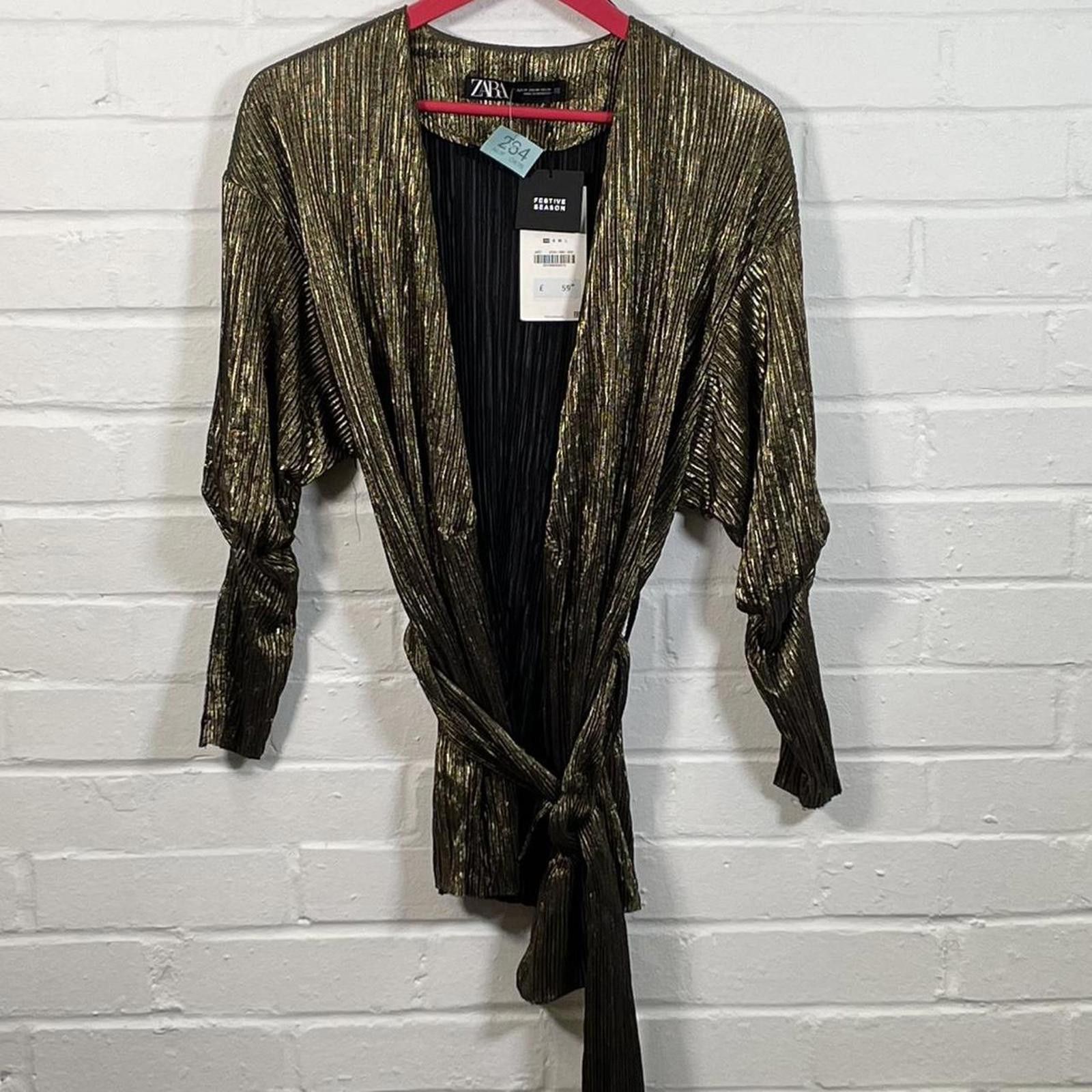 Zara Zara Women's Gold and Green Blous Size XS / US 0-2 / IT 36-38 - 1 Thumbnail