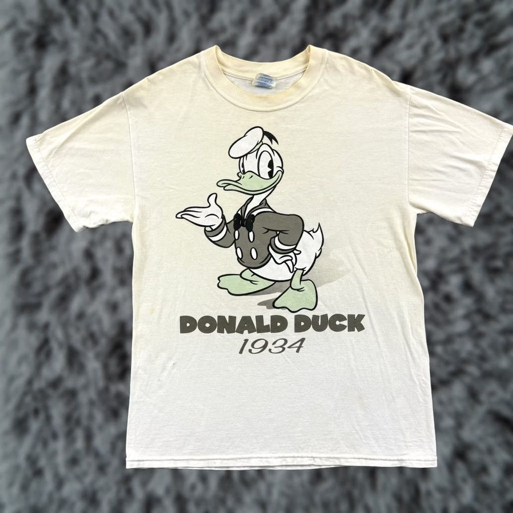 Disney VINTAGE Donald Duck Shirt Mens Medium White Disney Cartoon Disney Short Sleeve Size US M / EU 48-50 / 2 - 1 Thumbnail