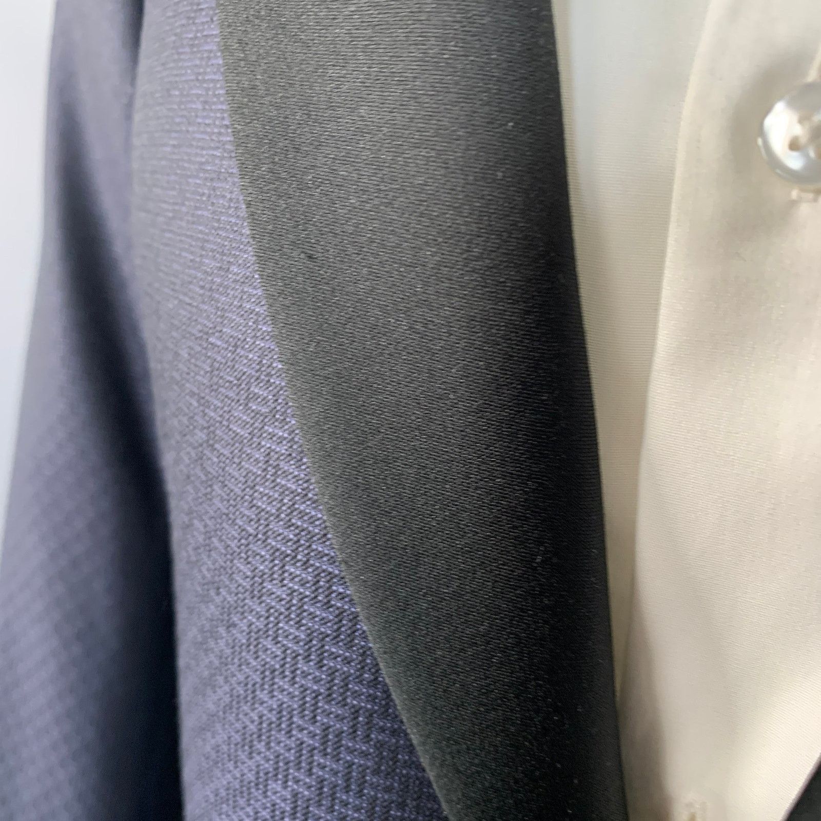Emporio Armani EMPORIO ARMANI Navy Black Textured Wool Silk Sport Coat Size 40R - 6 Thumbnail