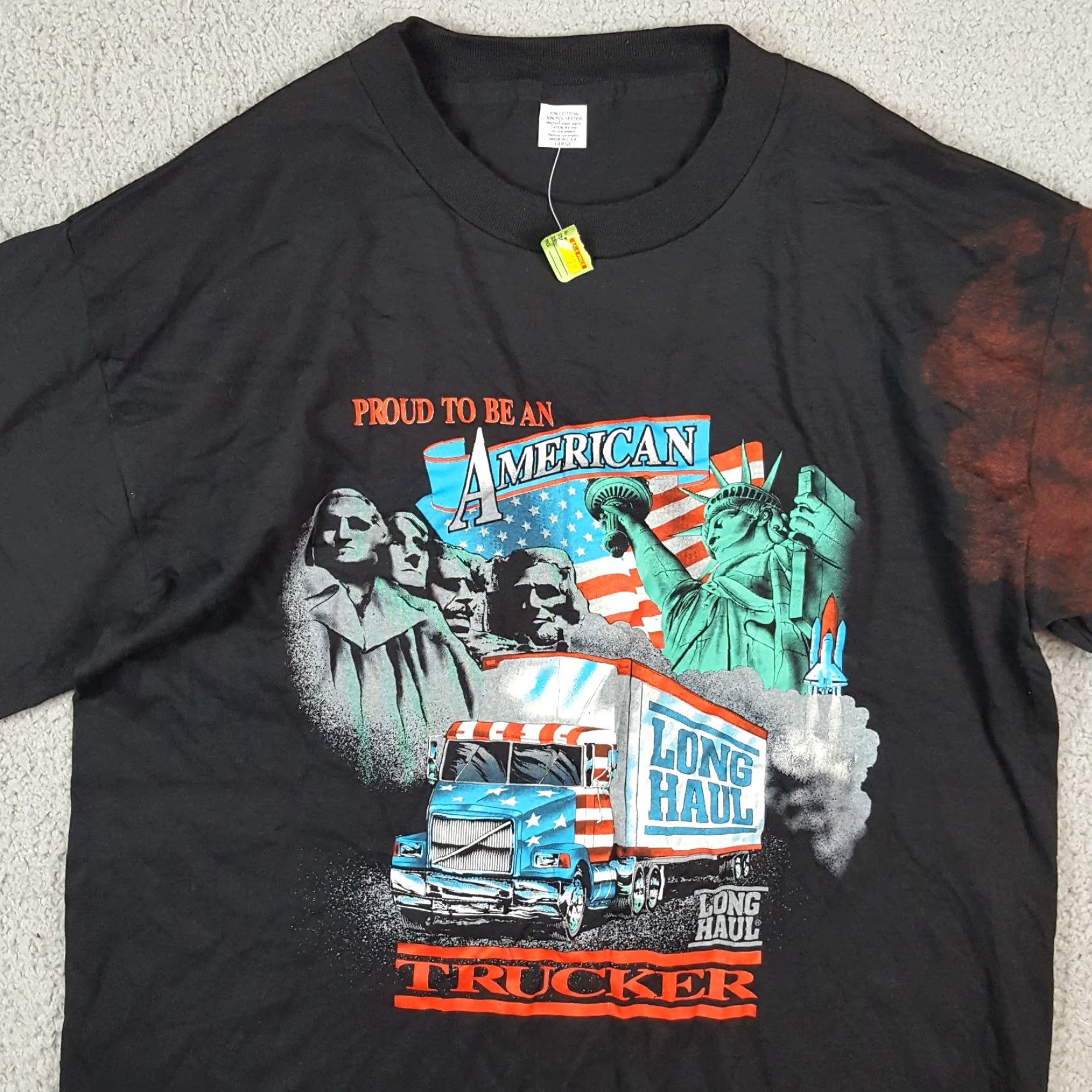 Vintage VINTAGE 90s American Trucker Men's T-Shirt Size L Black Cotton Short Sleeve Retro USA Biker Grunge Size US L / EU 52-54 / 3 - 2 Thumbnail
