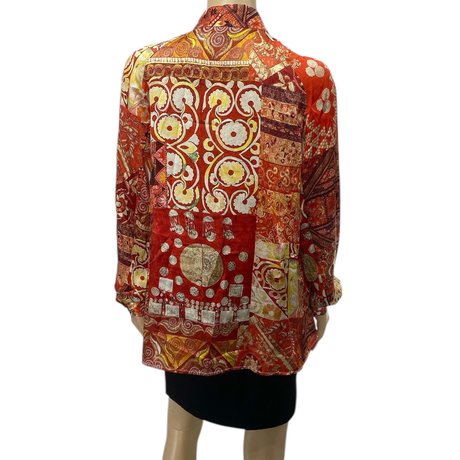 Other SHIATZY CHEN Red Multicolor Button Down Silk Shirt Top Size M / US 6-8 / IT 42-44 - 4 Thumbnail