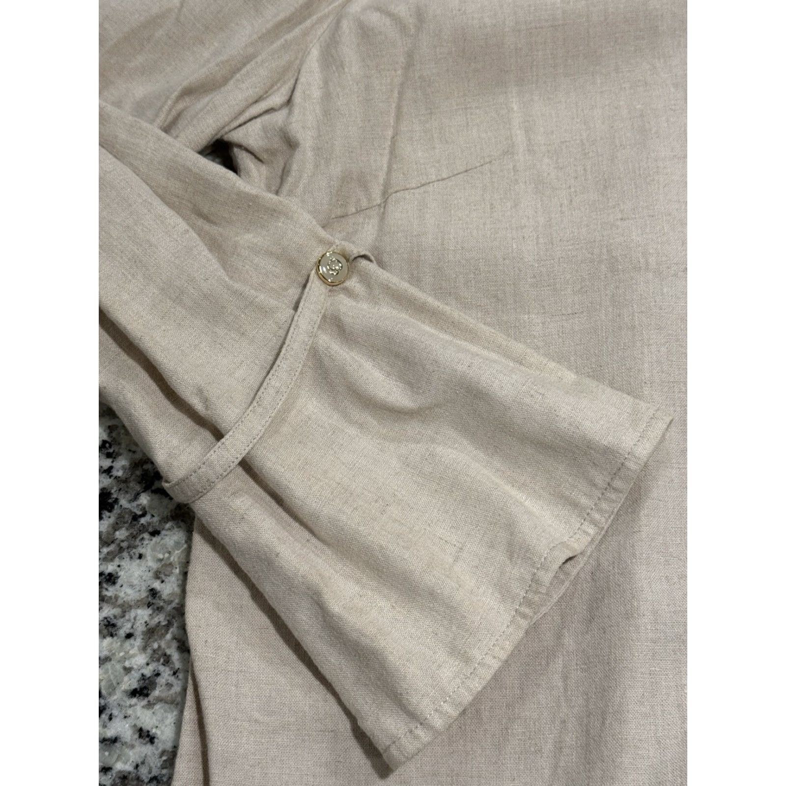 St. John VINTAGE St. John Sport Shirt Women's Linen Viscose Button-Up XL Beige Casual Blouse All Seasons Size XL / US 12-14 / IT 48-50 - 4 Thumbnail
