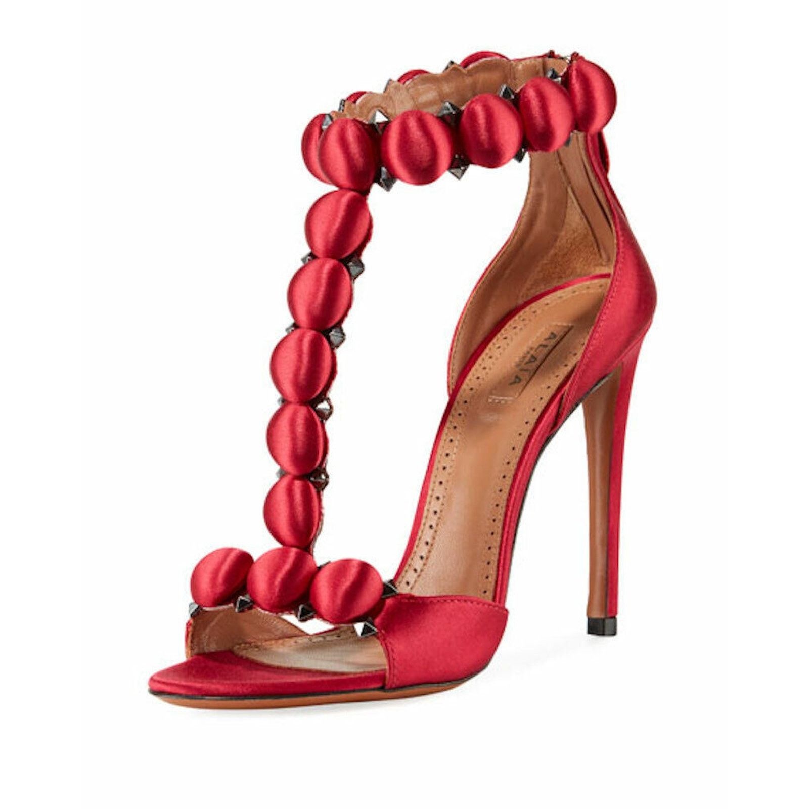 Alaia 110 Rouge Pompei Ankle T Strap Studded Sandal Heel Pump 36 Size US 6 / IT 36 - 3 Thumbnail