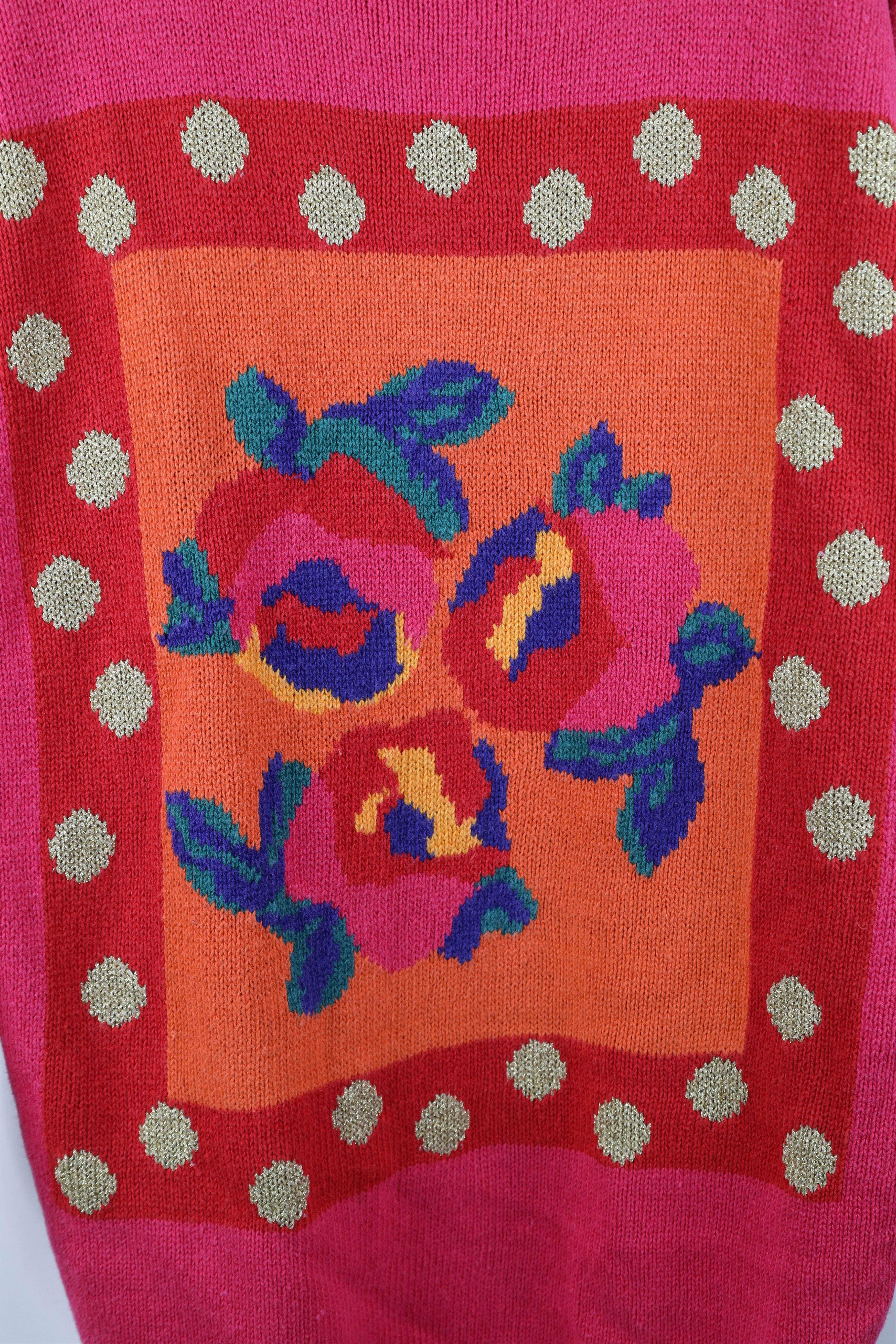 Vintage Vintage 90s Streetwear Flower Marled Knit Sweater Pink Size M / US 6-8 / IT 42-44 - 4 Thumbnail