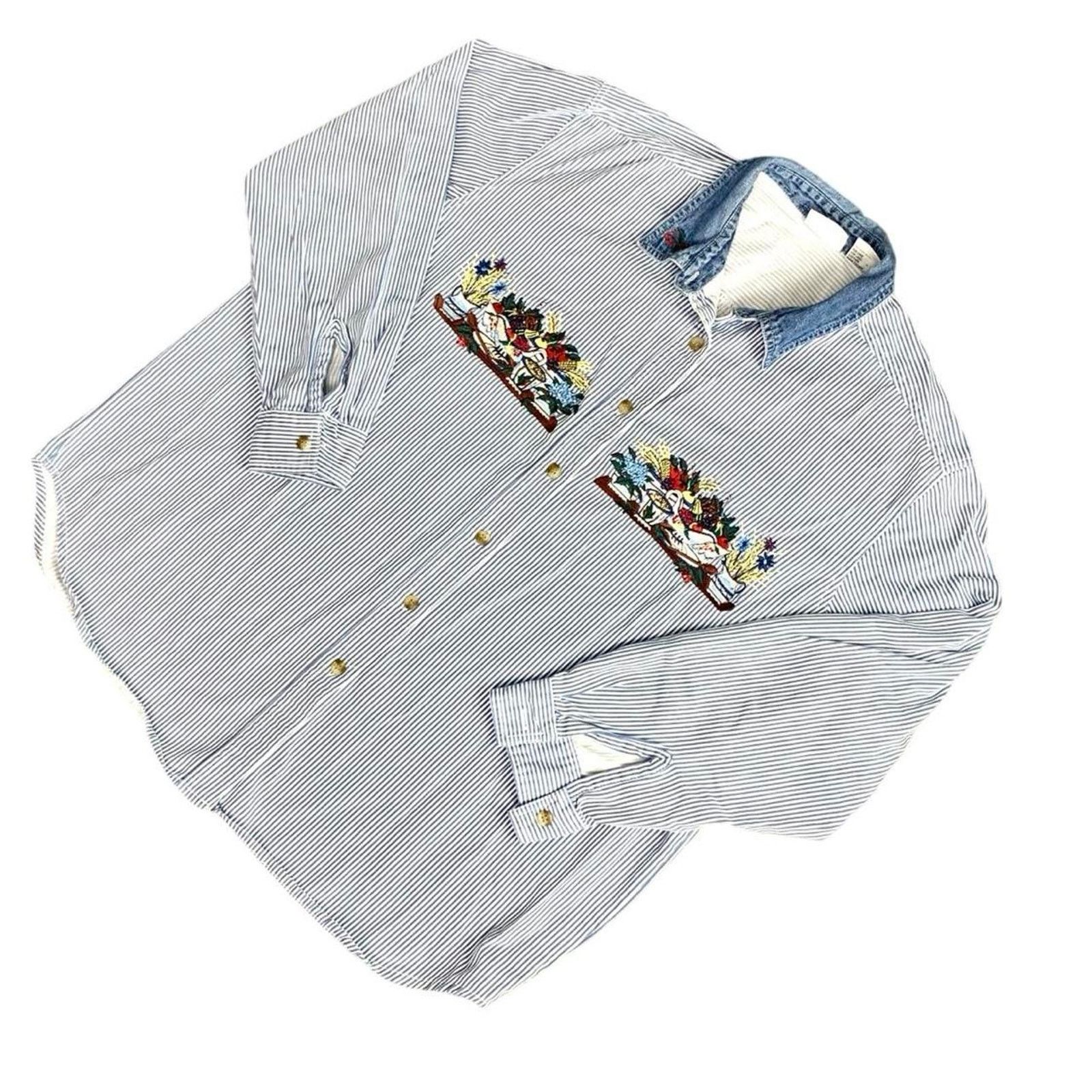 Vintage Vintage embroidered button up shirt Size L / US 10 / IT 46 - 1 Thumbnail