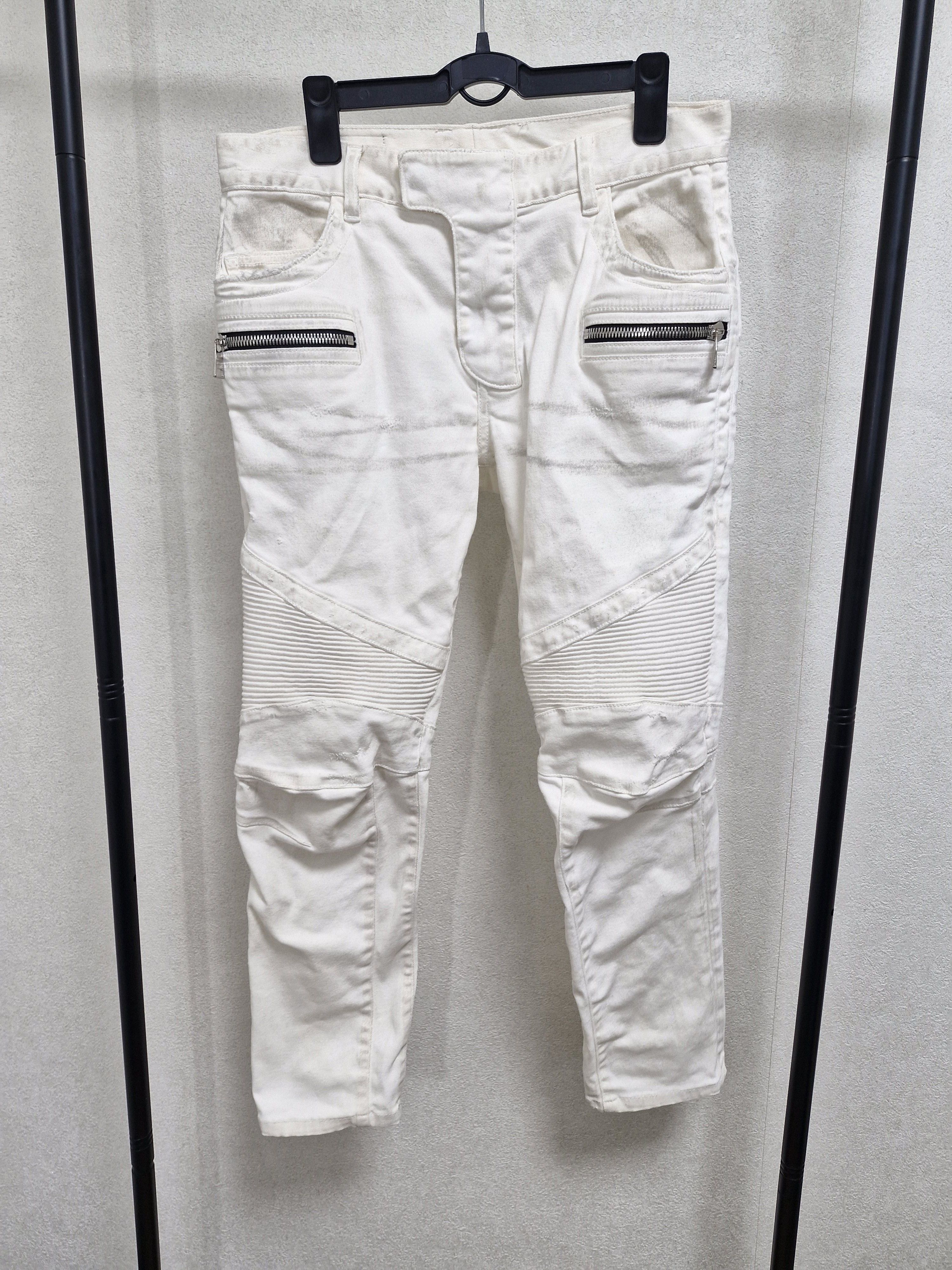 Balmain BALMAIN SS16 Dirty White Biker Jeans Size US 32 / EU 48 - 1 Thumbnail