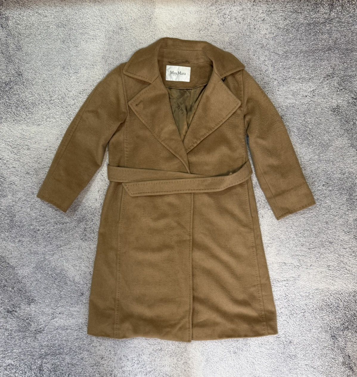 Max Mara MaxMara Women Coat S Beige Wool Cashmere Belted Long Jacket Size S / US 4 / IT 40 - 1 Thumbnail