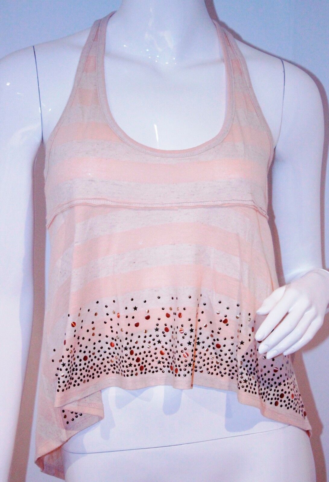 HEARTLOOM Racerback CROPPED Star Studded Striped Tank ( XS