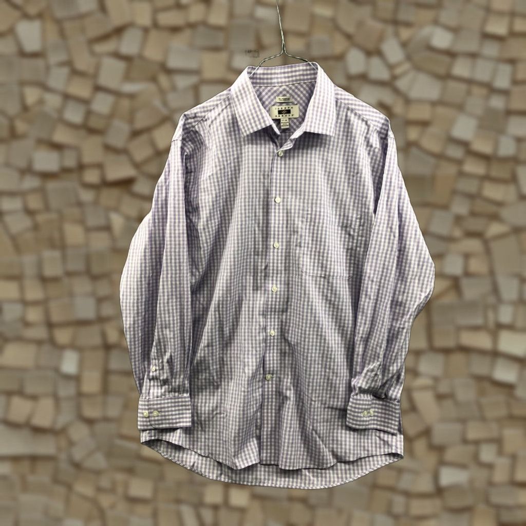 Joseph Abboud Joseph Abboud Shirt Mens Size 17 Purple Plaid Button-Up Knit Slim Regular Long Sleeve Shirt Size US XL / EU 56 / 4 - 1 Thumbnail