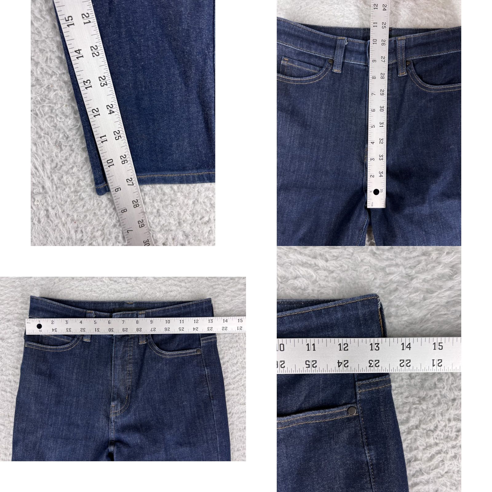 Uniqlo Uniqlo Jeans Women 2 Blue Denim Tapered Dark Wash Stretch Cotton Blend Regular Rise Mid Inseam 27" 5-Pocket Zip Front Womens Jeans Blue 2 Size 26" / US 2 / IT 38 - 8 Thumbnail