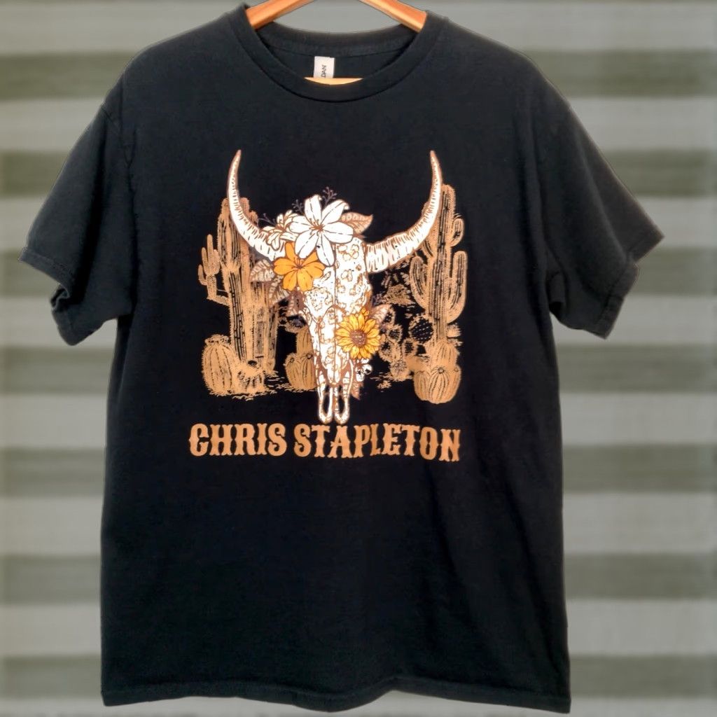 Gildan Chris Stapleton Tour Shirt L All American Road Show Black Desert Skull Cactus Shirt Men Size US L / EU 52-54 / 3 - 1 Thumbnail