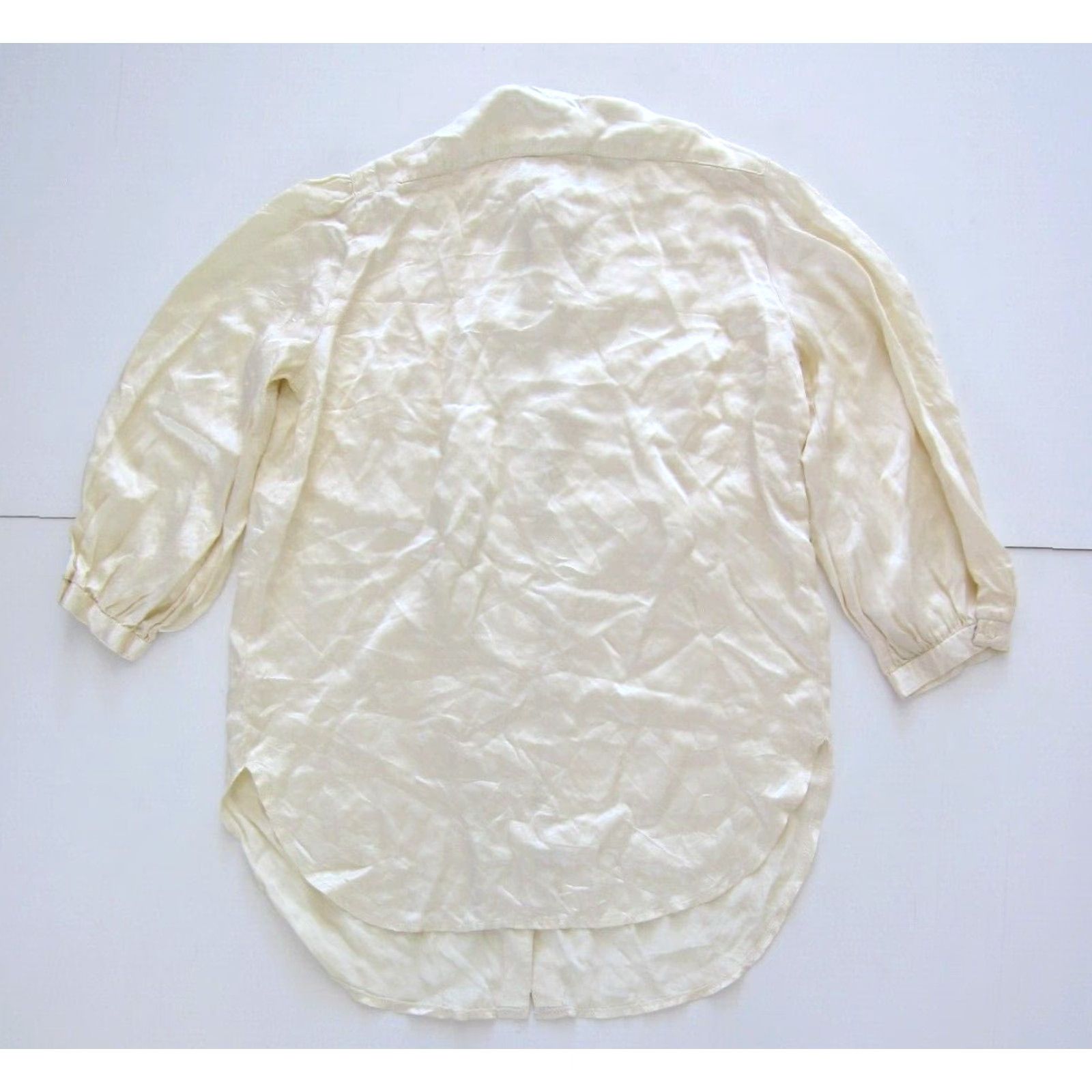 Vintage VINTAGE Just Tops Of California Ivory Silky Button Down 3/4 Sleeve Blouse M Size M / US 6-8 / IT 42-44 - 2 Thumbnail